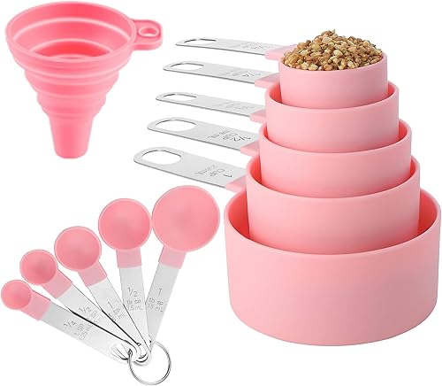 Miniatura 22 de Huygens - Juego de tazas y cucharas medidoras de 10 piezas, tazas medidoras apilables con mango de acero inoxidable para medir ingredientes secos