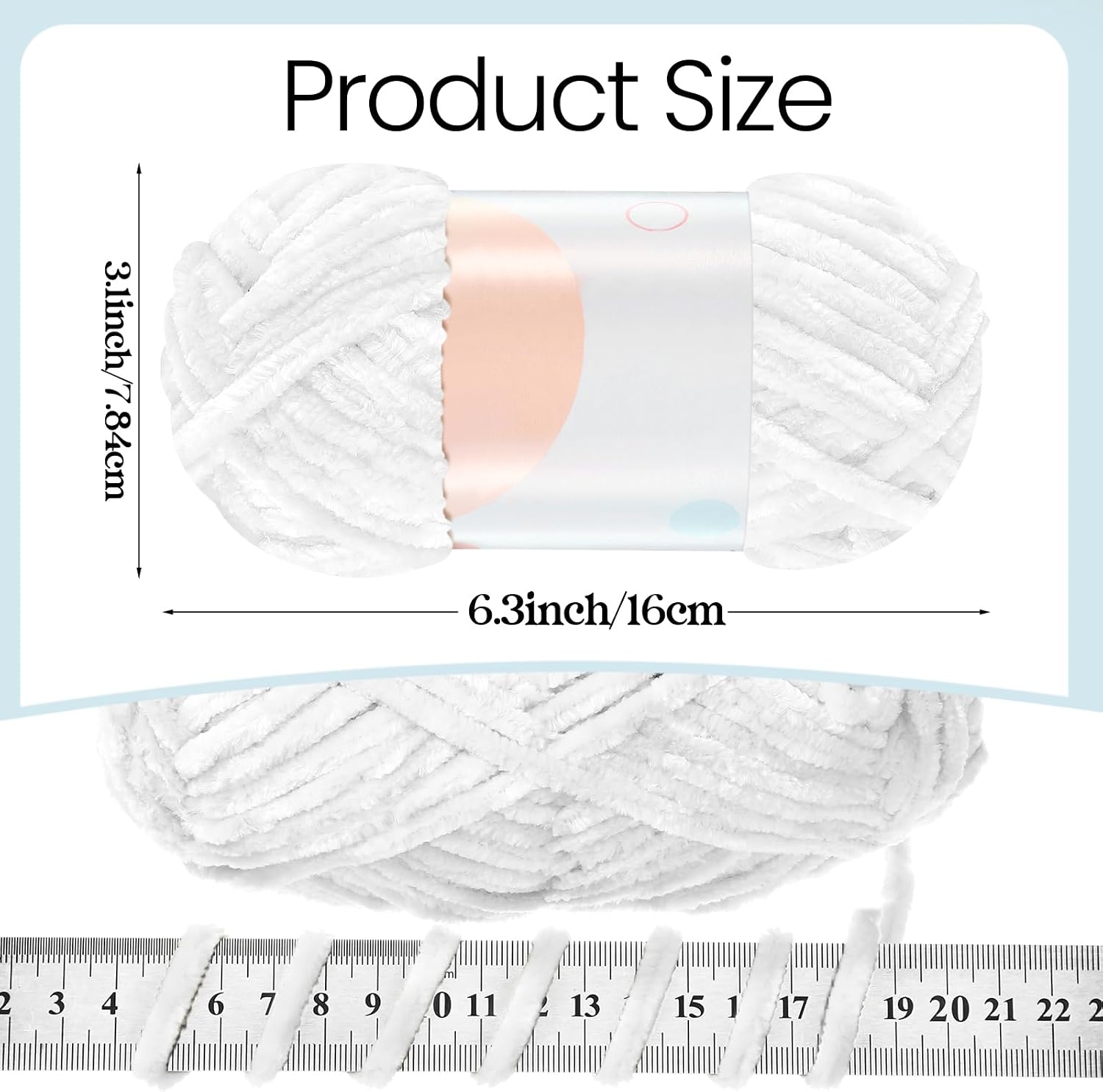 Xinnun 12 Skeins 1116 Yards Chenille Velvet Soft Thick Plush Yarn Bulk for Crocheting Knitting Blanket DIY Weaving Craft, 6mm, 3.5 Oz/Skein(White) image 2