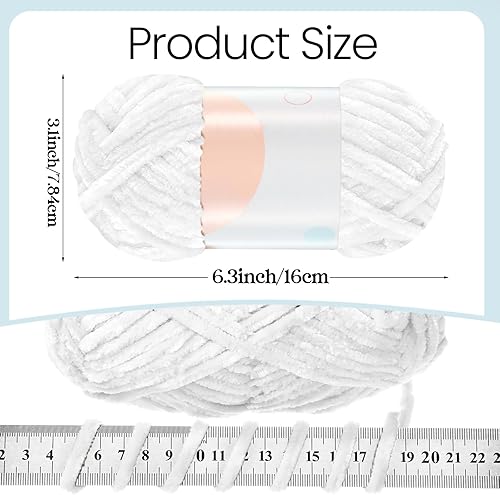 Vista 55 de Xinnun 12 madejas de terciopelo de chenilla de 1116 yardas, hilo de felpa suave y grueso, a granel para tejer a ganchillo, manta de tejer