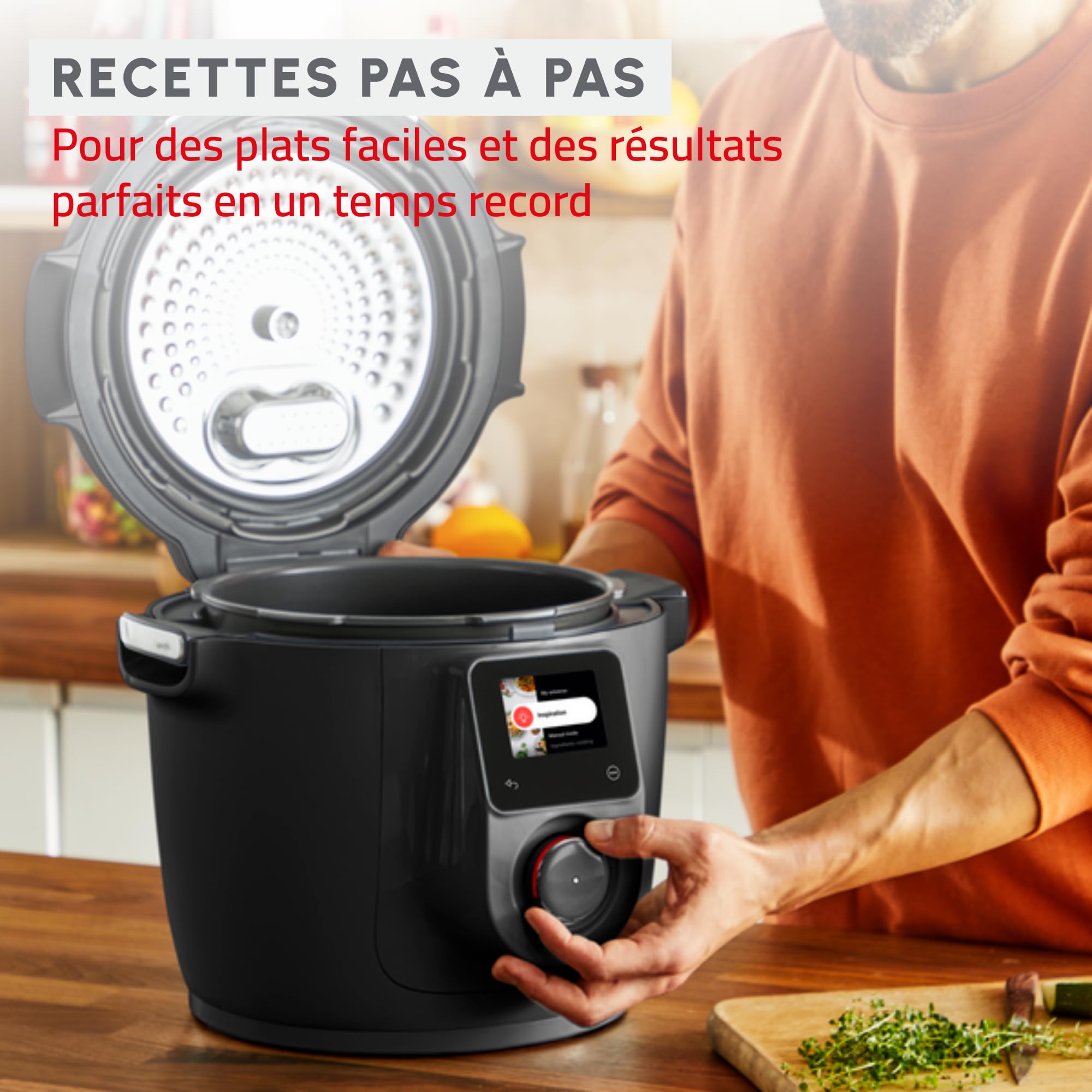 Moulinex Cookeo Wi-Fi con Extra Crisp, Multicocina, 14modos de cocción, Cocción a presión, Aire Fryer, Recetas fáciles paso a paso, CE96X8F0