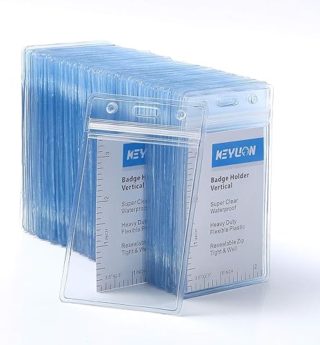 Miniatura 6 de keylion tarjeta de identificación porta distintivo transparente vertical con tipo de cierre resellable impermeable