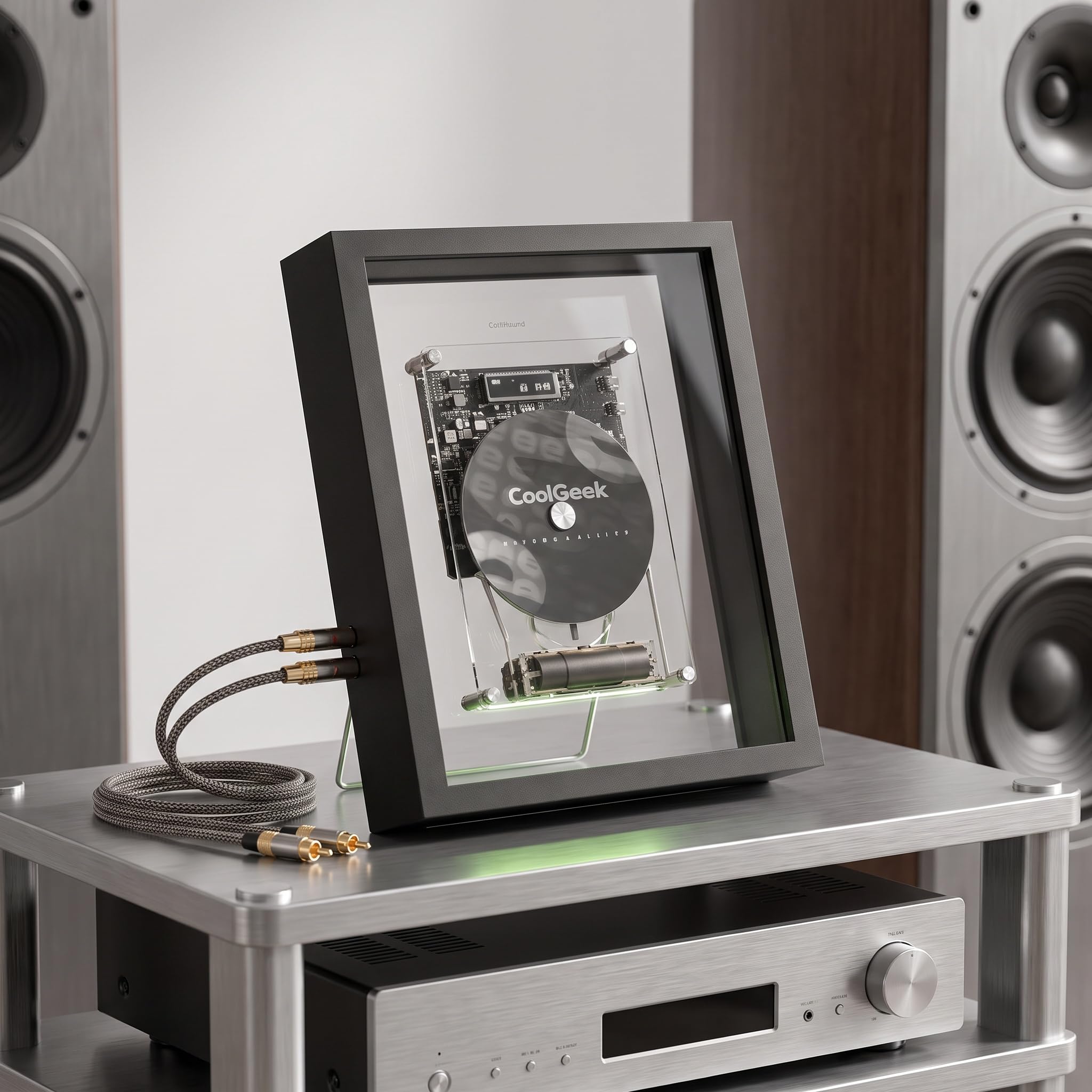 Lettore CD Retro Frame, Batteria Ricaricabile con Autonomia di 4-6 Ore, Lettore CD Stereo Hi-Fi Bluetooth 5.0 Montabile A Parete con Telecomando, per Parete E Scrivania, Decorazione Industriale