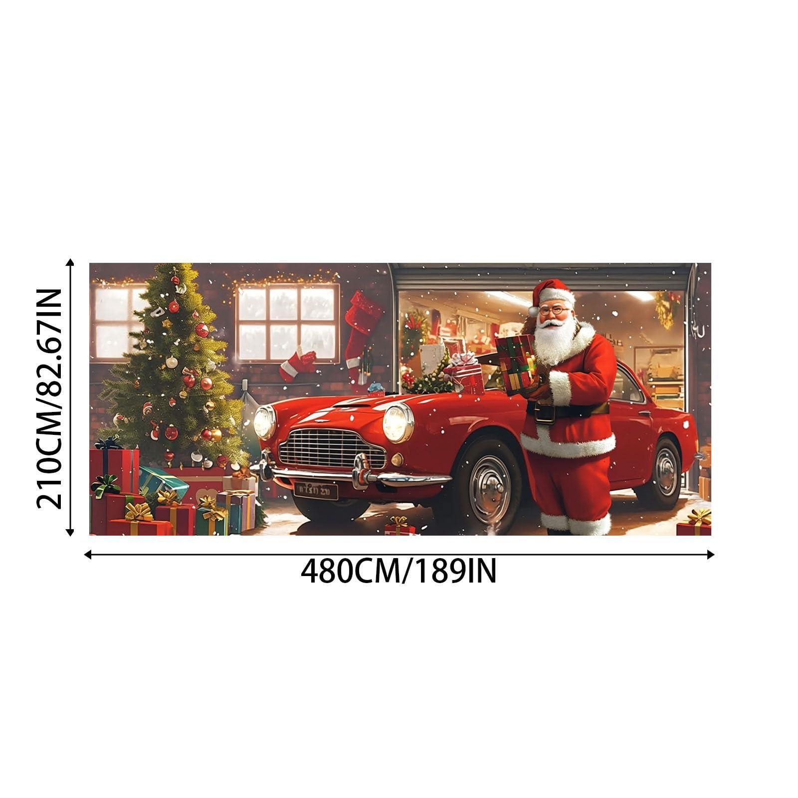 Cartel de bienvenida con texto en inglés "The Merry Christmas Christmas The Background Party Santa Photography Garage Door Background Party Decor 269