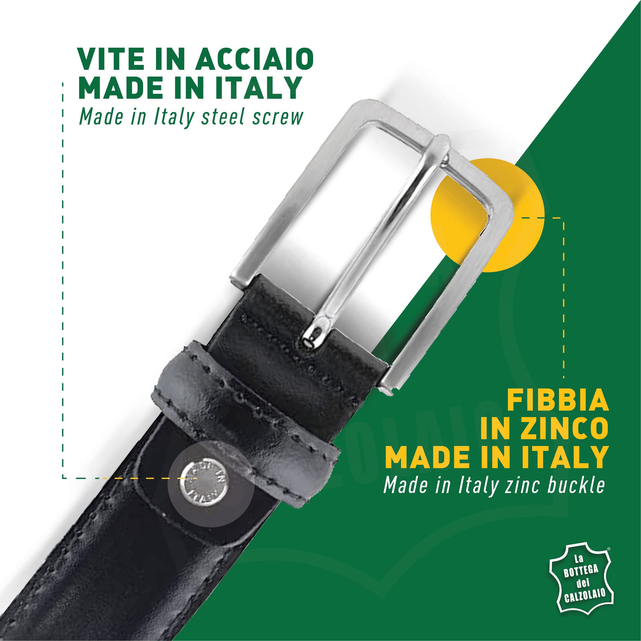 La Bottega del Calzolaio Gürtel Herren Leder, Ledergürtel Herren aus gebürstetem Kalbsleder, schmal 3 cm breit für Anzug und festliche Anlässe, handgefertigt in Italien, viele Farben, Made in Italy