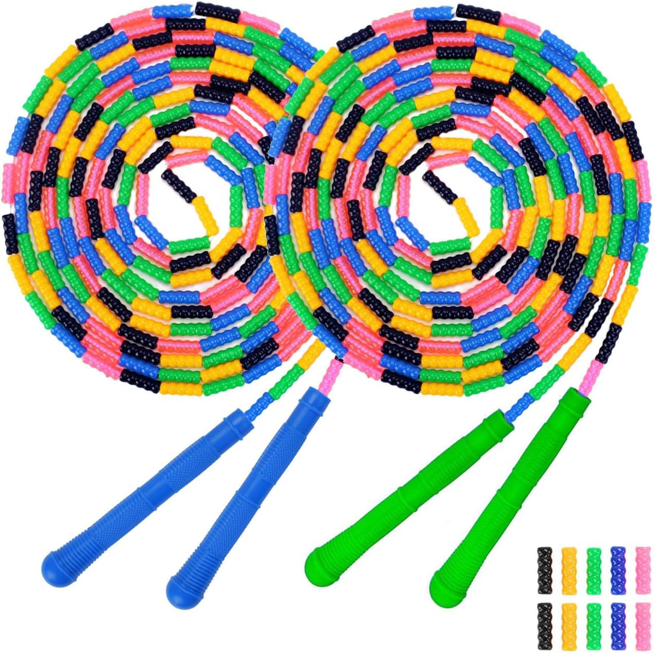 Dutch Jump Rope 16 FT 1 Pack/2 Pack, Long Soft Beaded Jump Rope, Adjustable Segmented Skipping Rope for Kids Adults, Multiplayer Jumping Rope for Fitness Outdoor