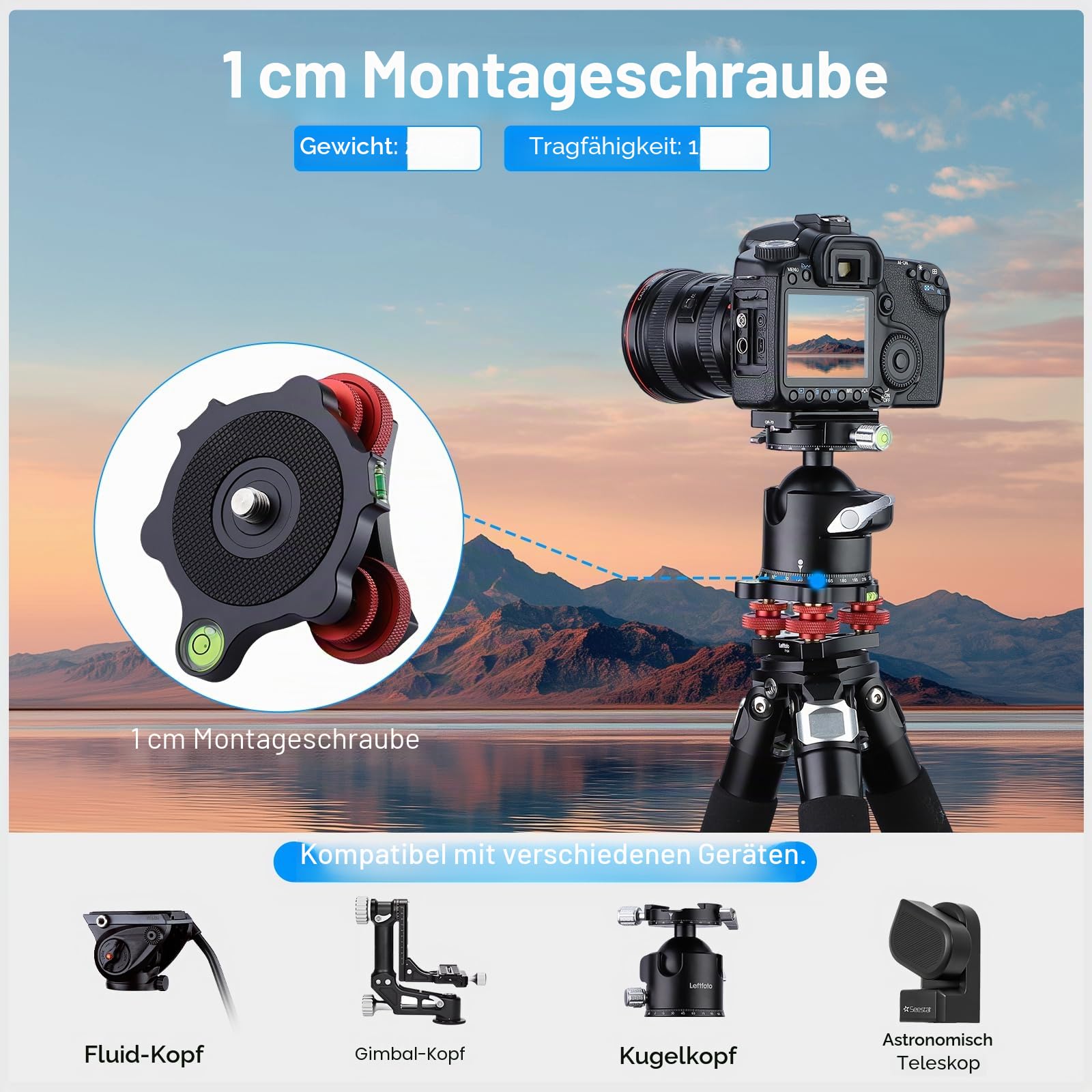 Stativ-Nivellierständer mit +/-5-Grad-Präzisions-Einstellungshalterung für Seestar S50/Panoramakopf, Kugelkopf, Videokopf und Stativ