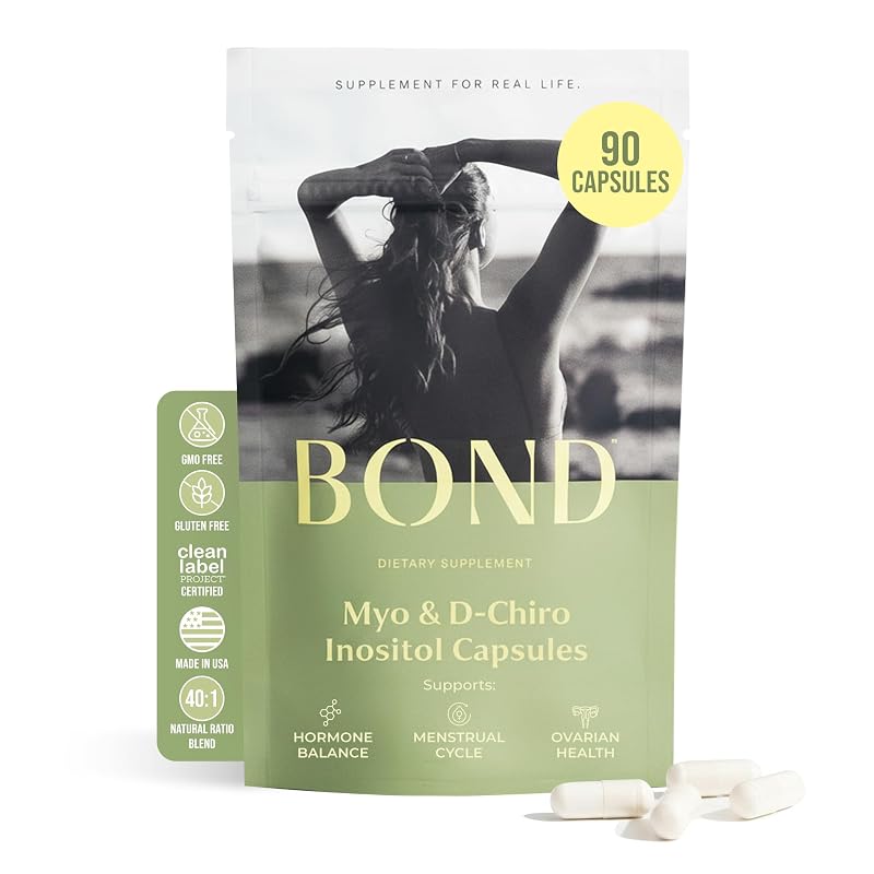 BOND Suplemento de inositol para mulheres com Myo-Inositol 2.000 mg e D-Chiro Inositol 50 mg, 90 cápsulas veganas