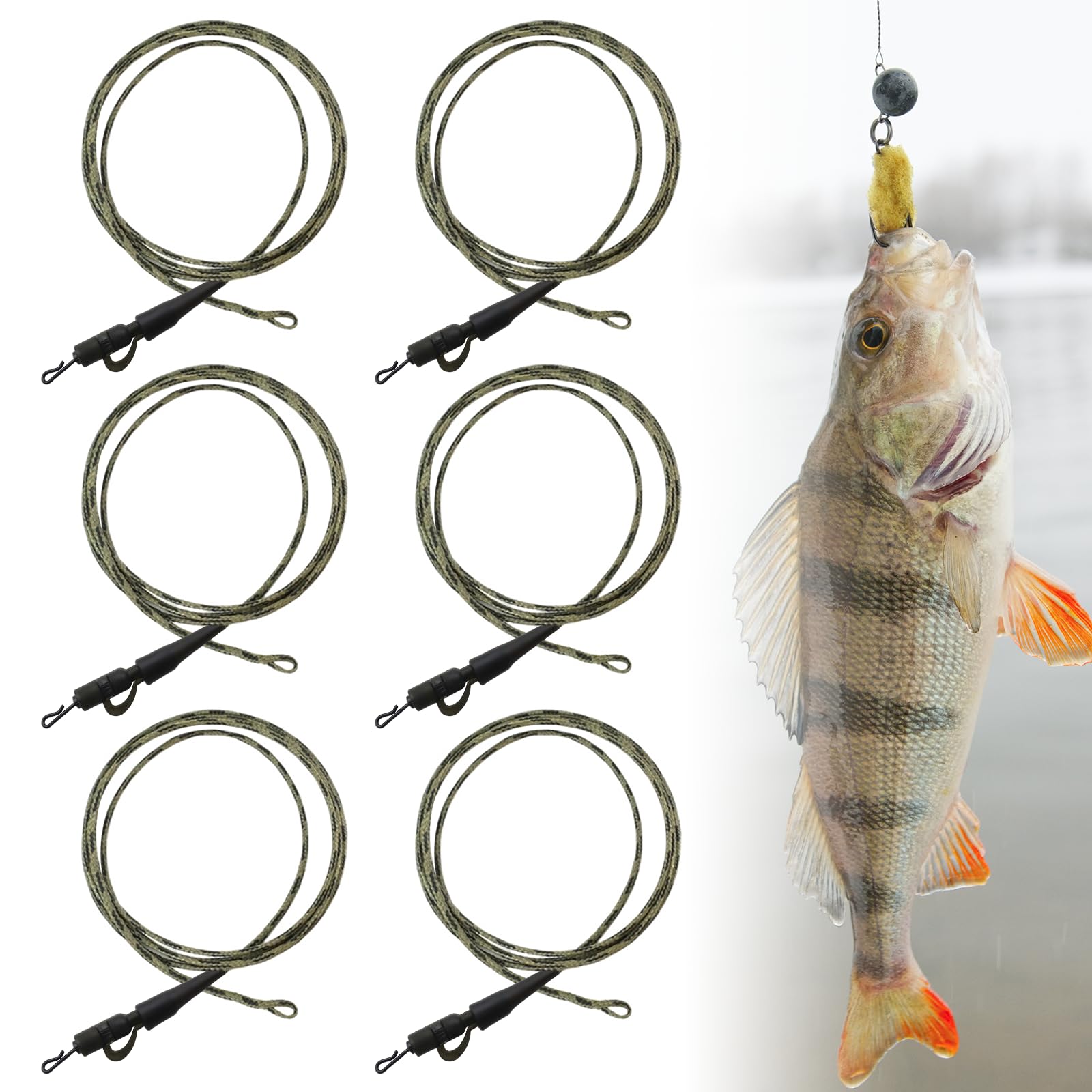 6 Piezas Carp Leadcore Leaders 70cm Clips de Plomo de Seguridad 25 Libra Clips de Cola de Pesca Accesorios Pesca Equipo de Pesca al Aire Articulos de Pesca para Agua Dulce Salada Carpa Trucha