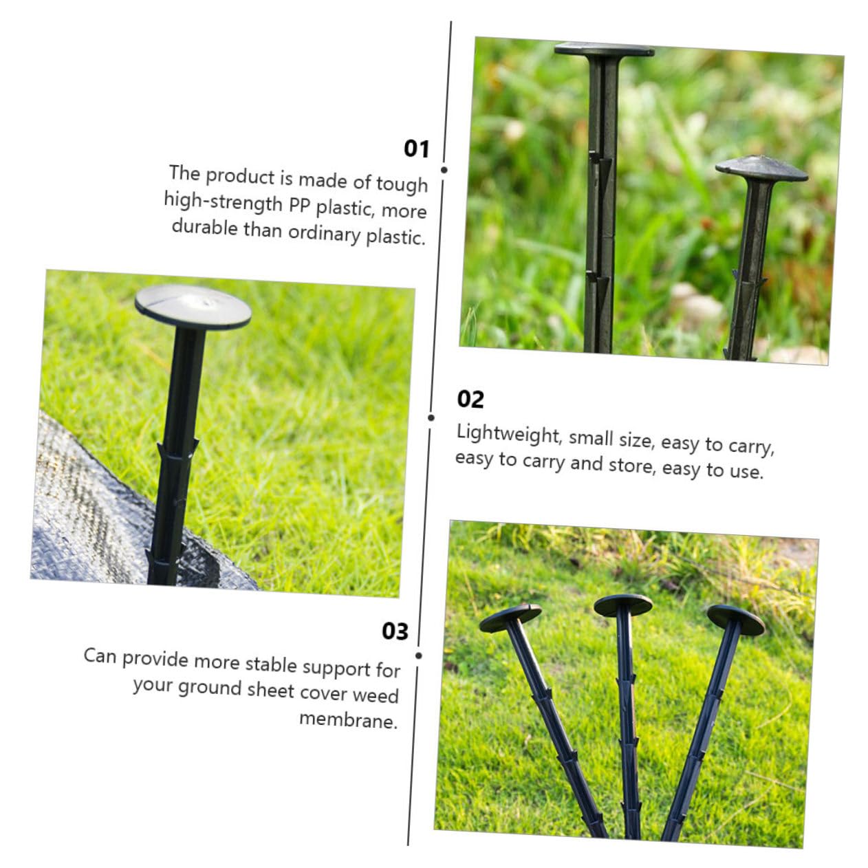 Piquets de Jardinage en Plastique 60 Pièces PP Noirs