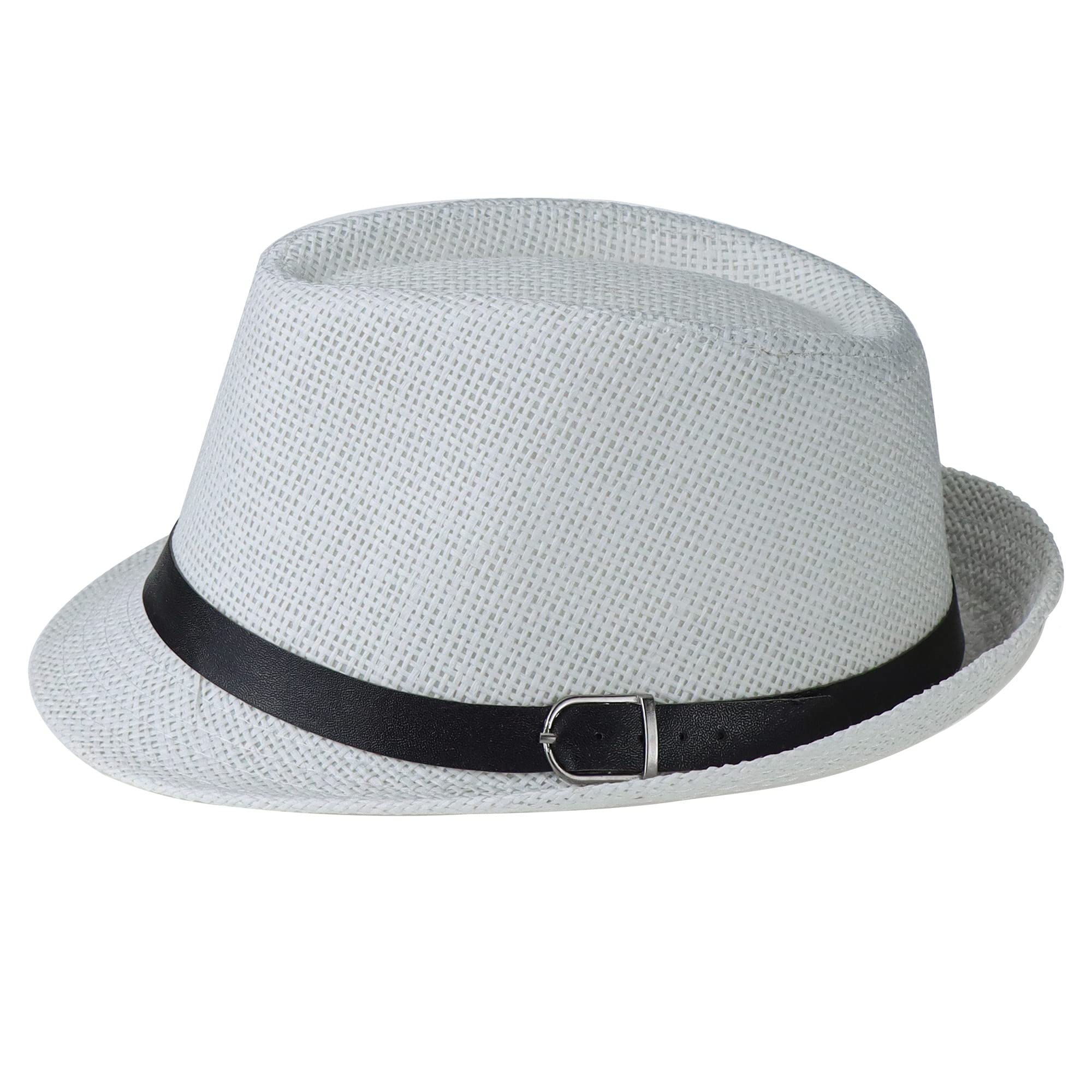 HilyBony Sombrero de paja para hombre y mujer, sombrero de verano para playa, sombrero de Panamá, sombrero trilby con banda negra