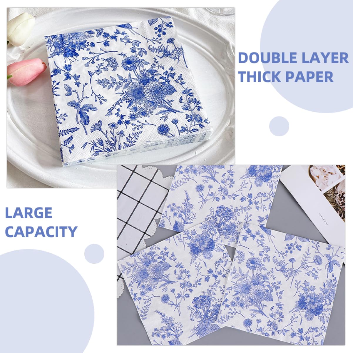 Blaue Papierservietten 100 Stück aus Papier für Partys