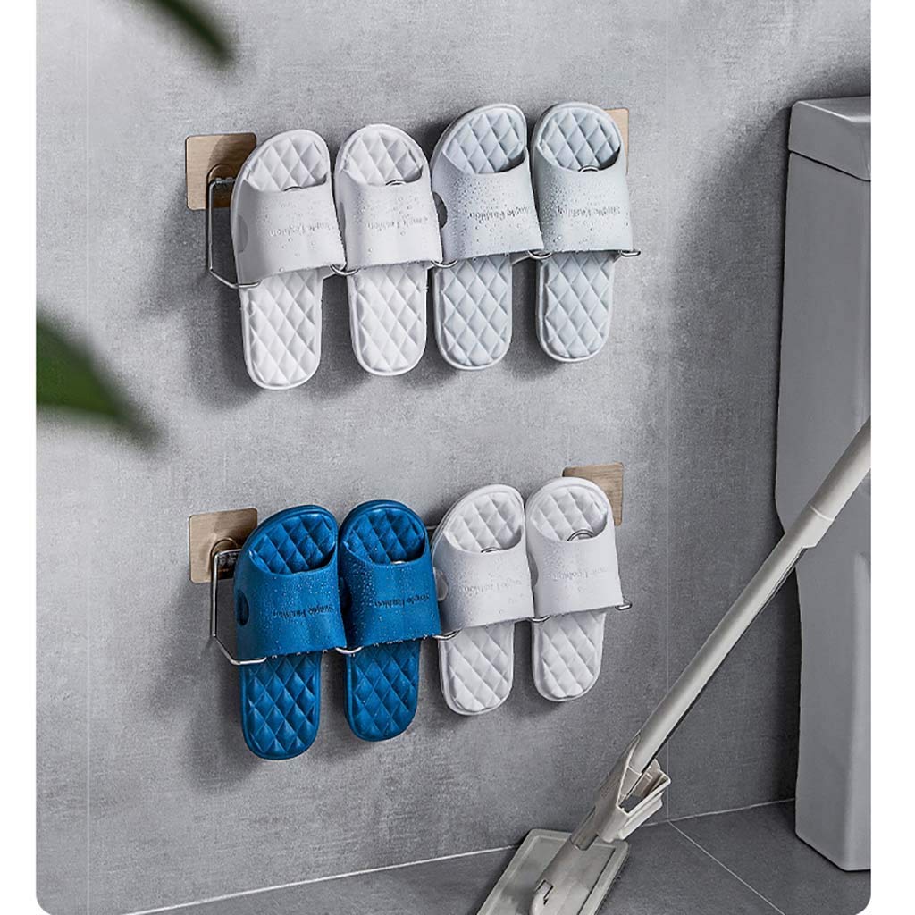 2 Porte-Pantoufles Adhésifs MagiDeal - Organisateur Salle De Bain Sans Perçage - Gain De Place Gris
