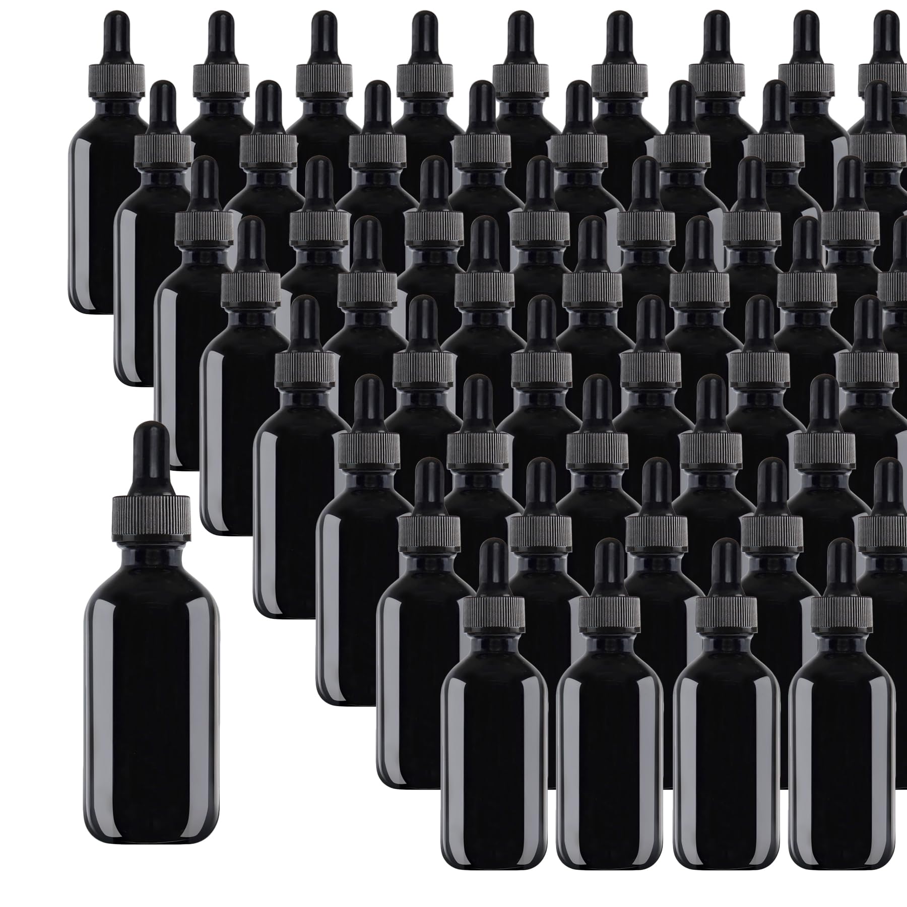 Easeen 48 Pack 1oz Glass Dropper Bottles, Black Eye Dropper Bottles with Glass Droppers for Essential Oils, Perfumes (30ml, Black)