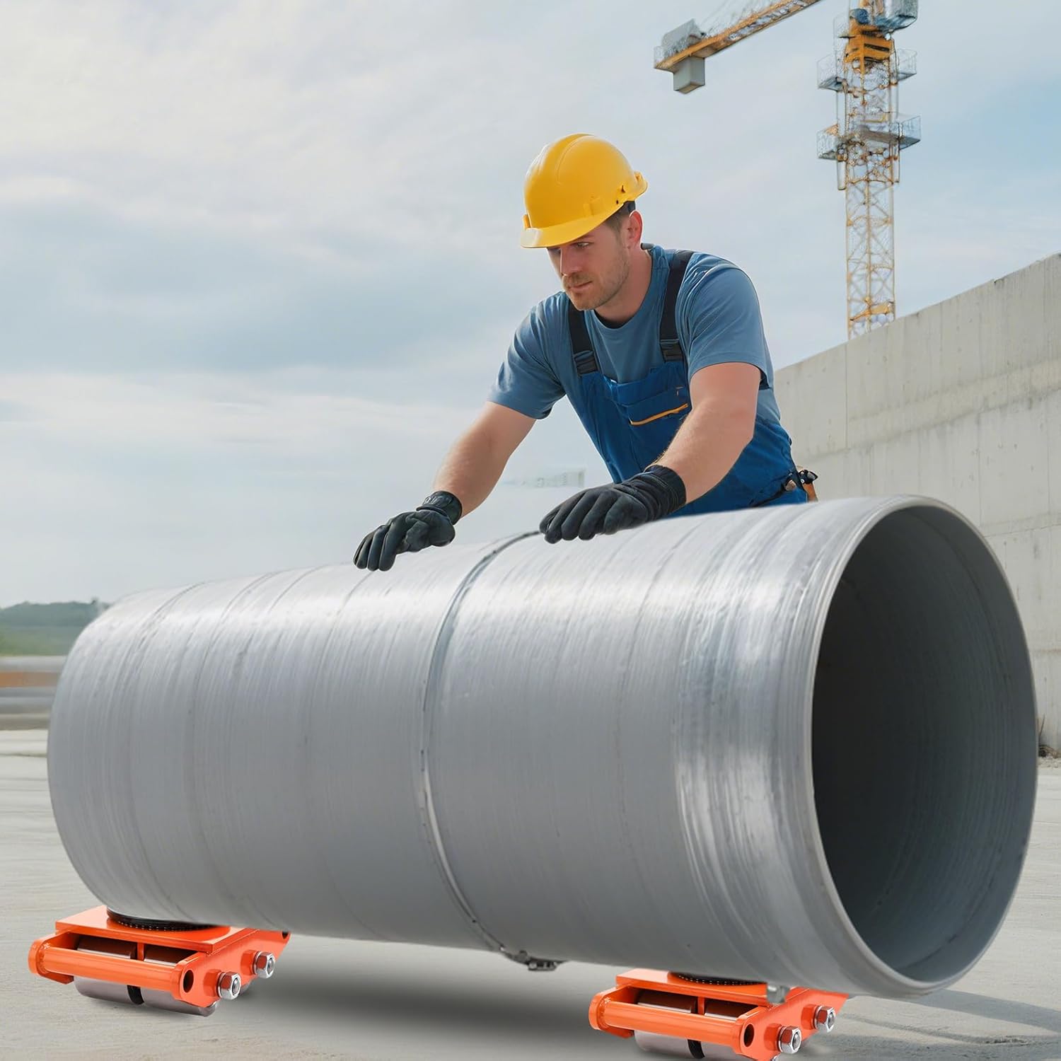Heavy Duty Machinery Mover Skates, Low-Profile Equipment Rollers w/Non-Marking Wheels for Factory, Warehouse, Workshop
