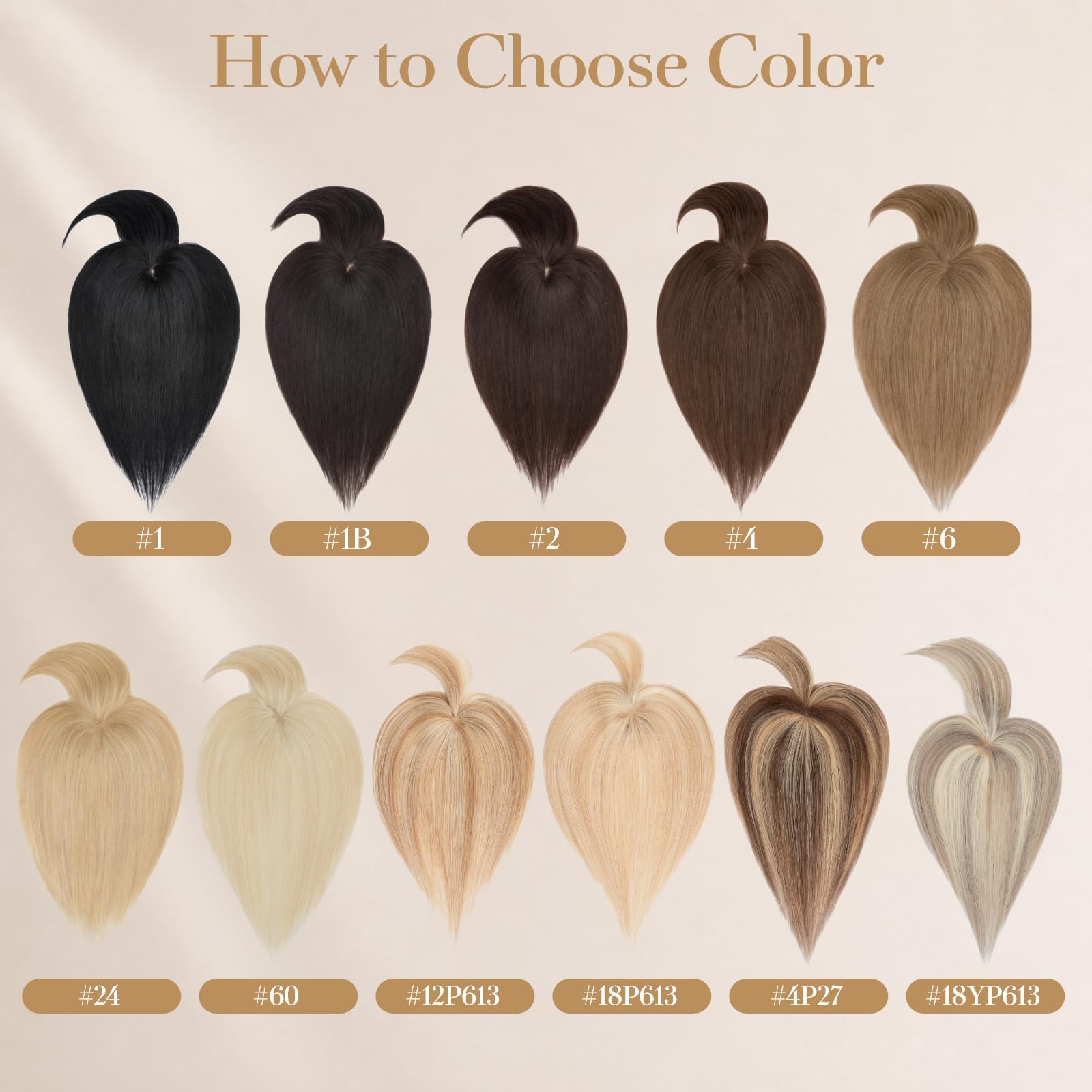 Rich Choices Pony Haarteile Echthaar für Damen Remy Human Hair Topper Echthaar 360°3D‑Abdeckung Haartopper Natürlicher Haarwirbel Oberkopf Clip in Haarteile mit Pony 25cm #2 Dunkelbraun