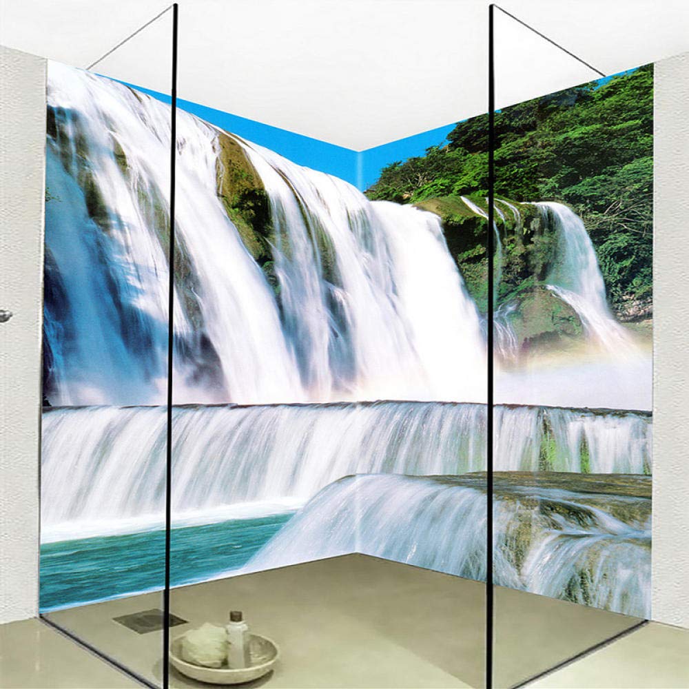 Papel Tapiz Mural De Baño Autoadhesivo Personalizado 3D Cascadas Bañera Pegatina De Pared Pvc Impermeable Decoración Del Hogar Papel Tapiz Fotográfico 3D,250(W)*175(H)Cm