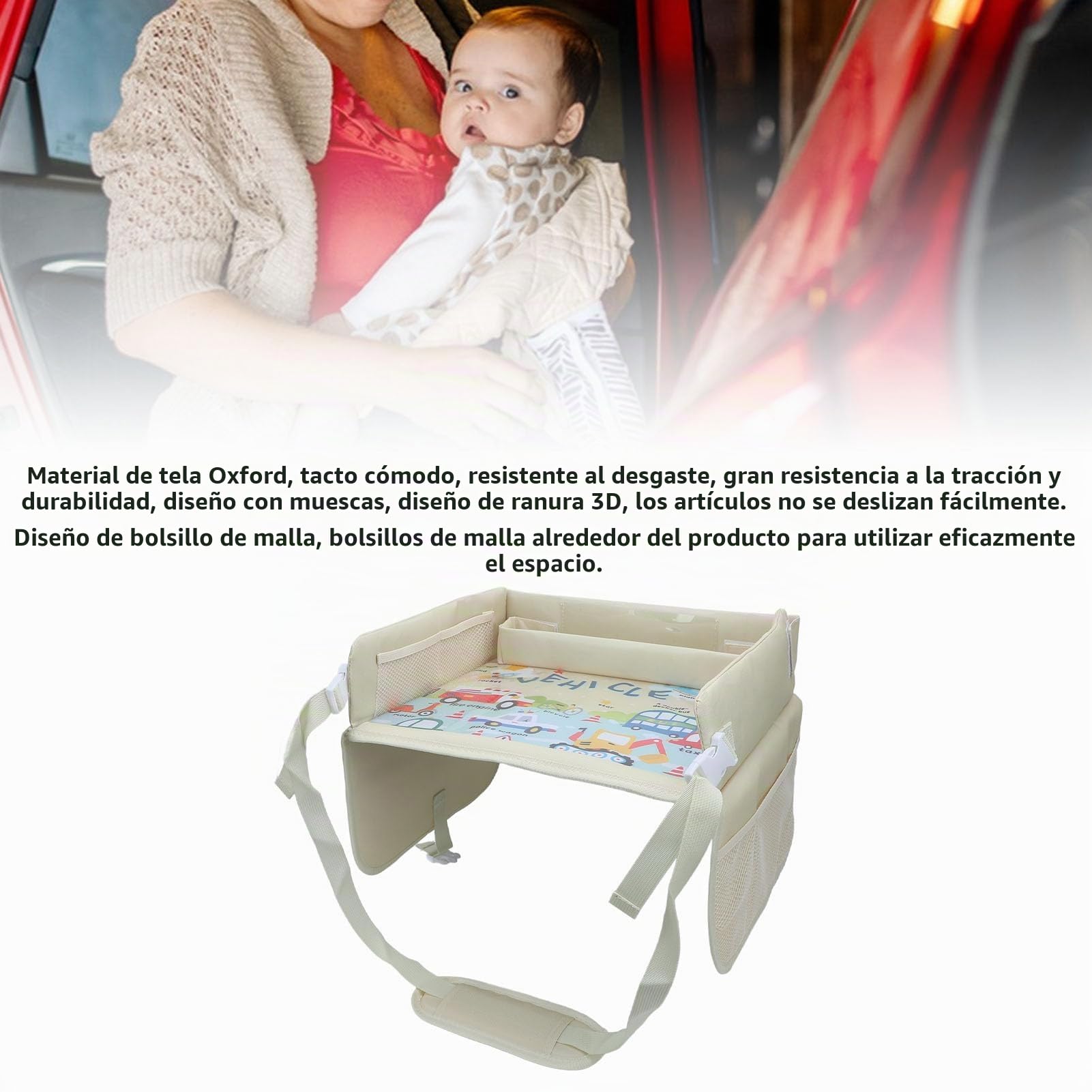 Bandeja de viaje para niños, organizador de escritorio plegable para niños, patrón de dibujos animados, imprescindible para viajes por carretera, para coche y avión, ideal para asiento de