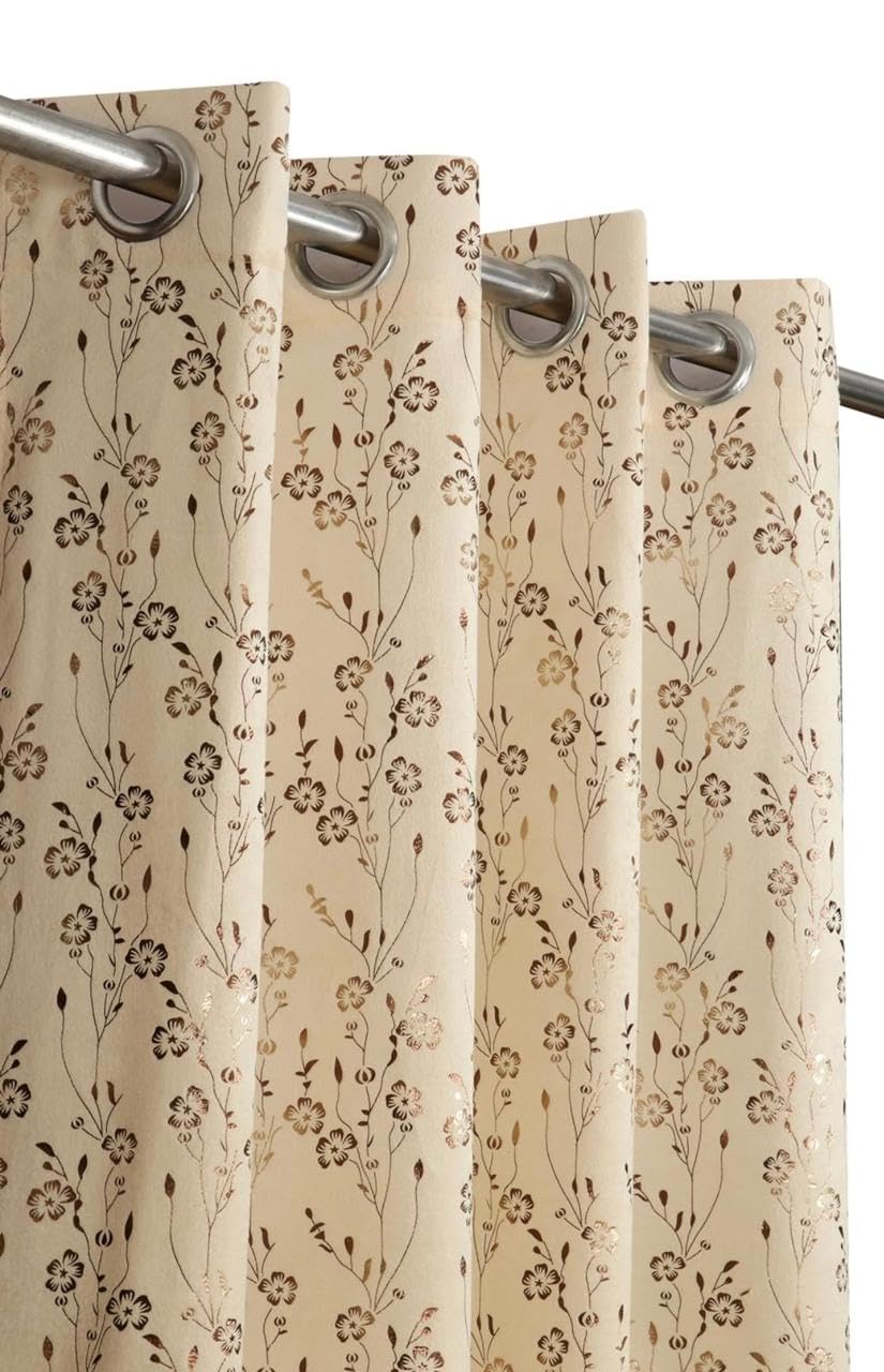 Velvet Curtains 7 Feet Long for Living Room – Door Curtains Set of 1 Pcs Panel, Velvet Curtain Blackout & Stylish Parda for Home Décor & Office Cream Colour 7 feet (48 x 84 cm) - 1 Pcs