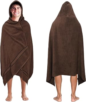 COTTON CRAFT Ultra Soft Hooded Towel Oversized 35x70 Towel with Hood for Adults - 580 GSM 100% Cotton Ringspun Terry - Pool Beach Bath Sheet Wrap - Luxurious Plush Absorbent Wrap Chocolate Brown