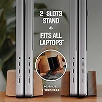 Vista 2 de Adjustable Dual Vertical Laptop Stand for Desk, Wooden Laptop Holder, MacBook Pro Stand, Wood Mac Air Dock