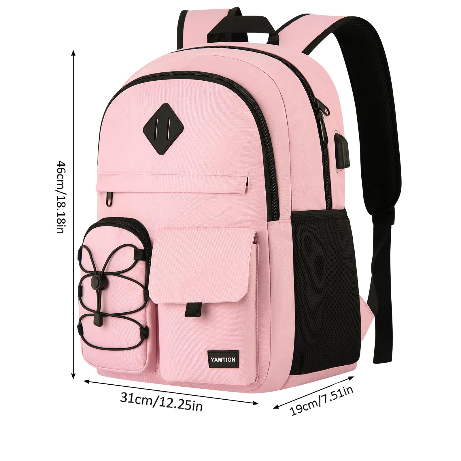YAMTION Zaino per la scuola per donne e uomini, zaino per computer portatile, per viaggi, università, scuola secondaria, borsa per libri per ragazze e ragazzi