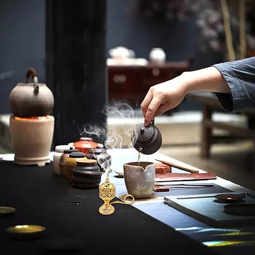 Miniatura 4 de Quemador de incienso de carbón chapado en hierro para quemador de incienso, quemador de incienso, quemador de incienso católico con mango y cruz,