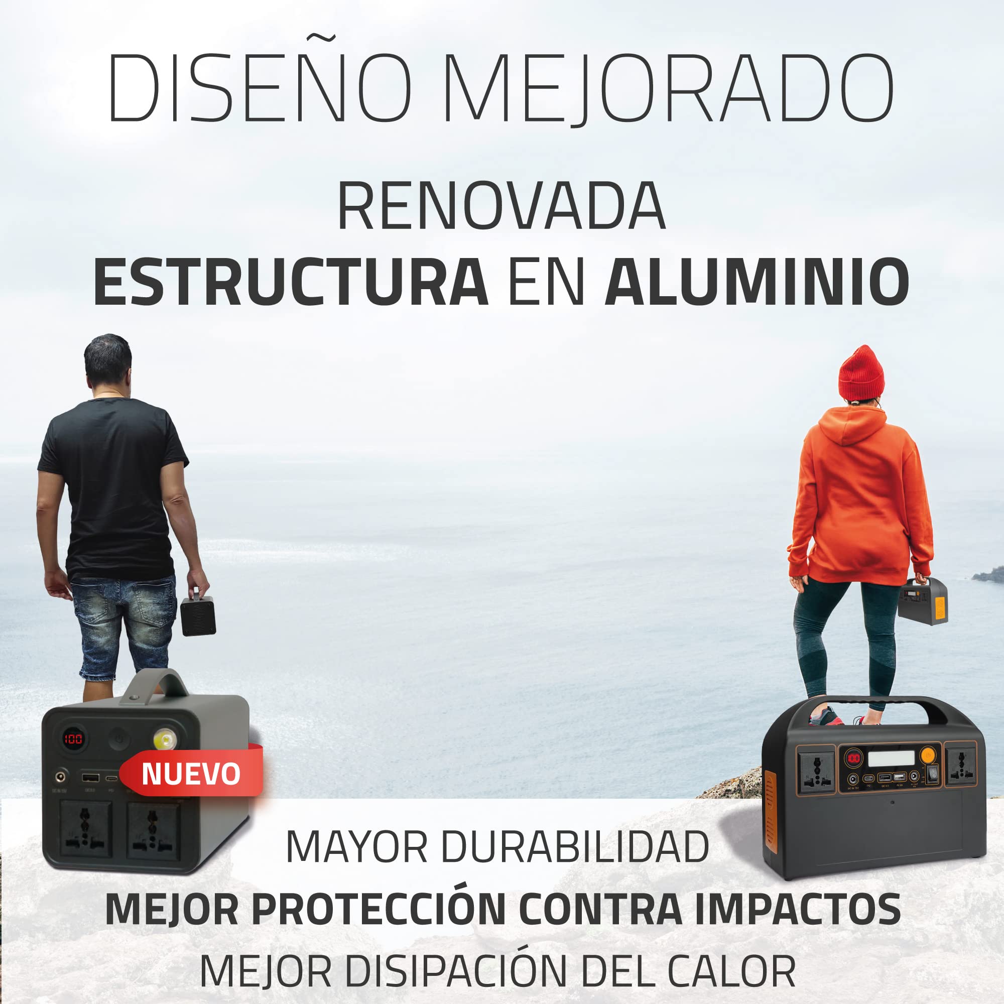 Generador Solar Portátil, AC/DC/USB, Batería de Litio, Larga duración, Cargador, Acumulador, Almacenamiento Suministro de Energía para Emergencia, Viaje, Estación de energía (298Wh)
