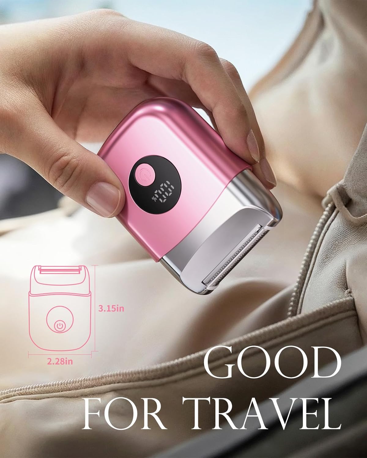 Cordless Electric Razors for Women, Travel Electric Shaver with LED Display, Rechargeable Body Trimmer Shaver for Private Area, Face Underarms Bikini,Lips,arms, Legs (Pink) - Image 4