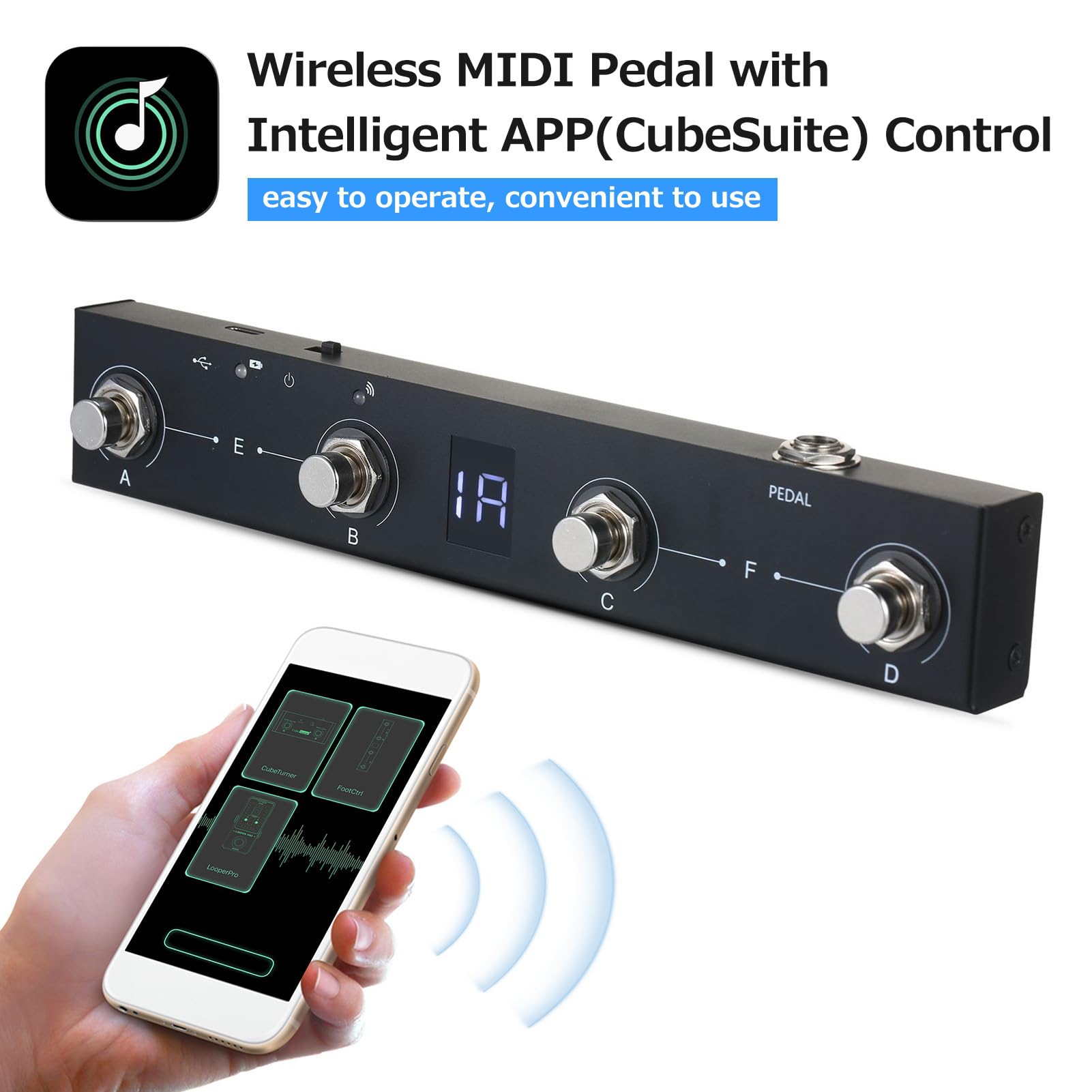 Controlador MIDI inalámbrico Chocolate BT, pedal MIDI portátil recargable con 4 botones, control de aplicaciones