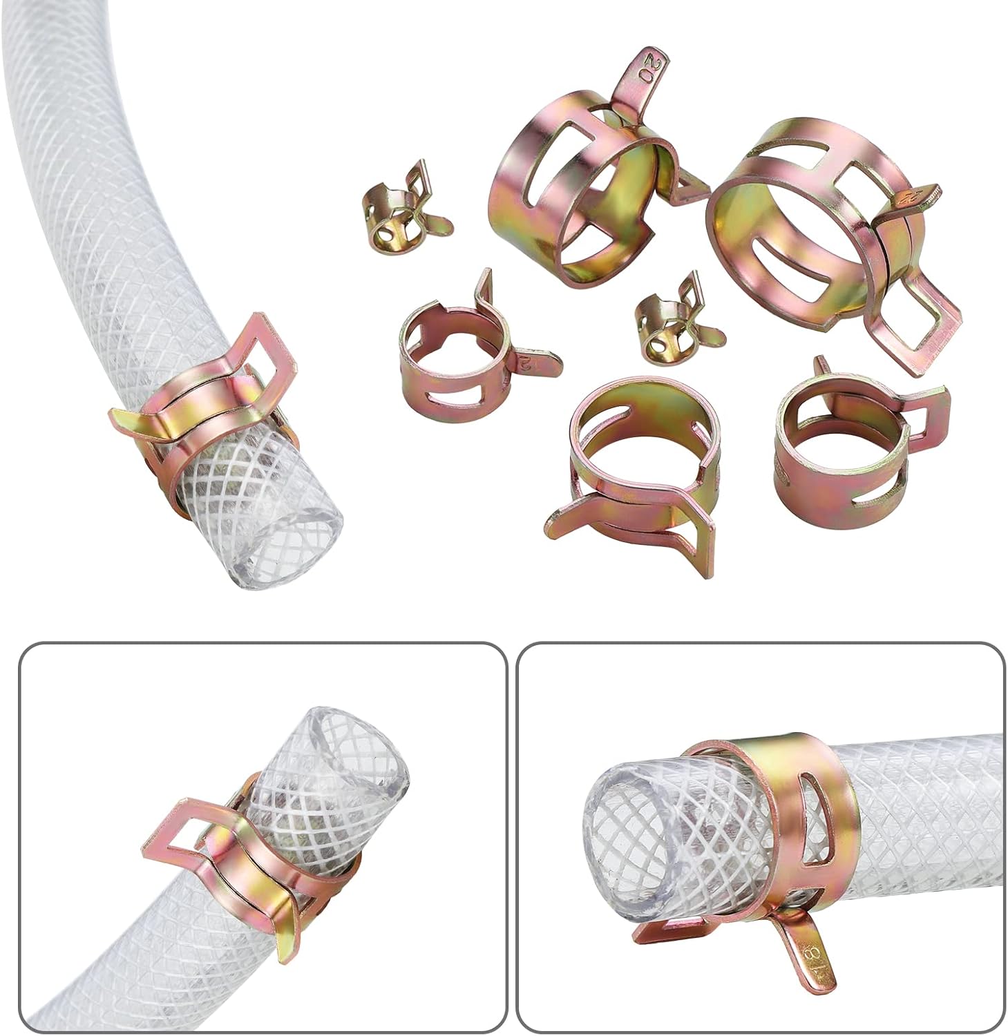 250 Pcs Fuel Line Hose Tubing Spring Clip Kit Oil Pipe Air Tube Clamps Sets ST - Foto 8