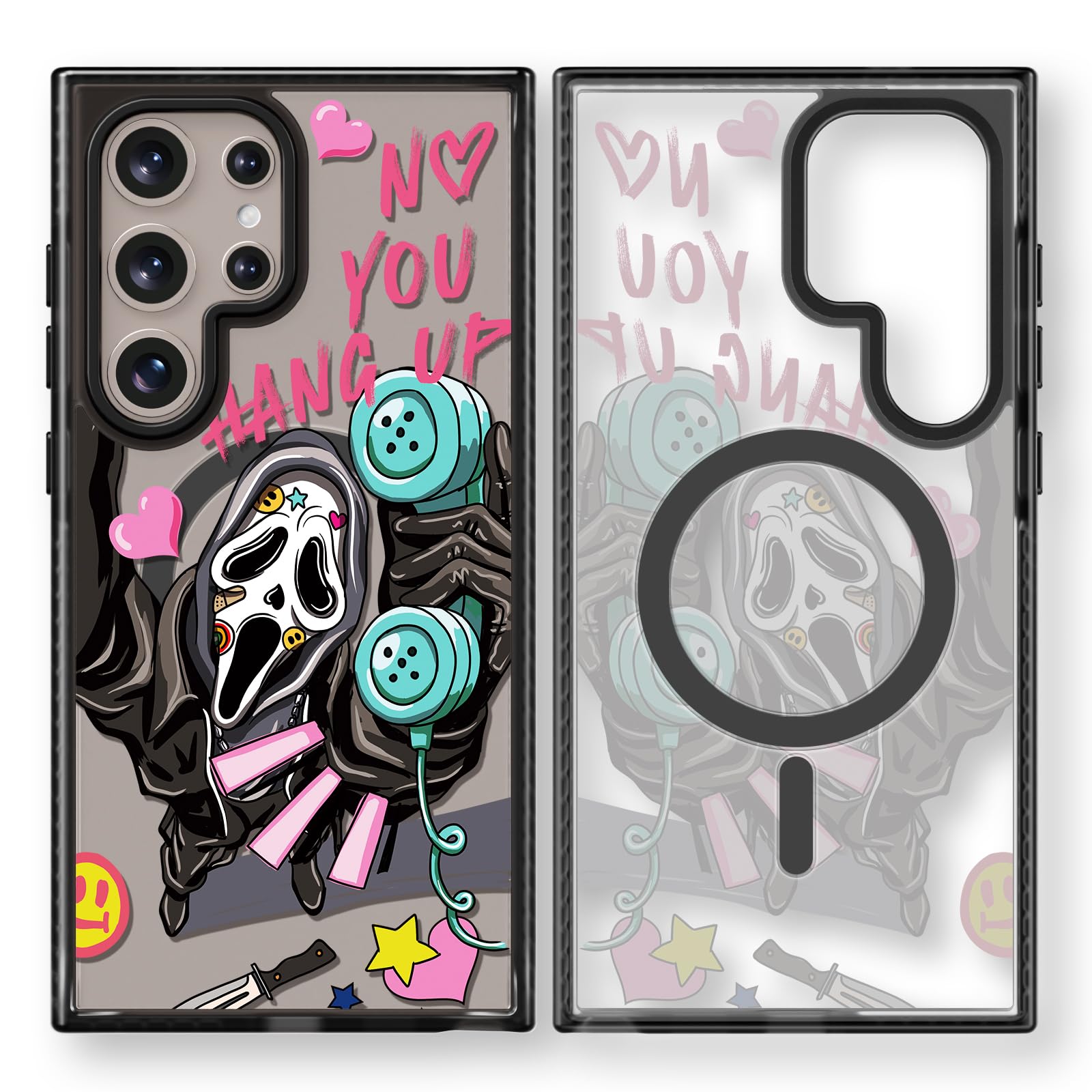 Rosarnnah Funda magnética para Samsung Magsafe bonita estética – duradera y divertida funda para teléfono – Diseño de calavera de esqueleto de grito femenino para mujer y niña de 6.8 pulgadas, color