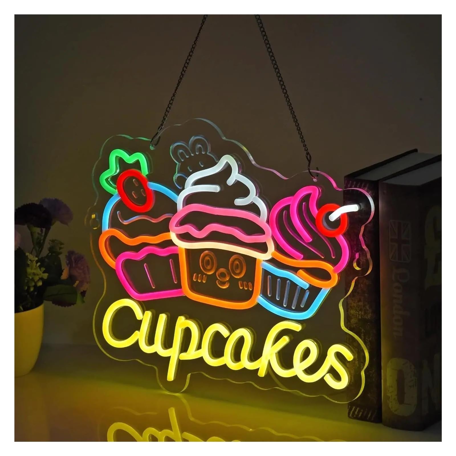 Cupcakes per insegna al per neon per usb LED dimmerabile per luminosa per 36x32cm