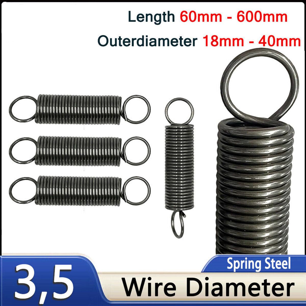 1PCS 3.5mm Wire Diameter Tension Spring Spring Steel Expansion Extension Extending Springs (18 mm,400 mm)