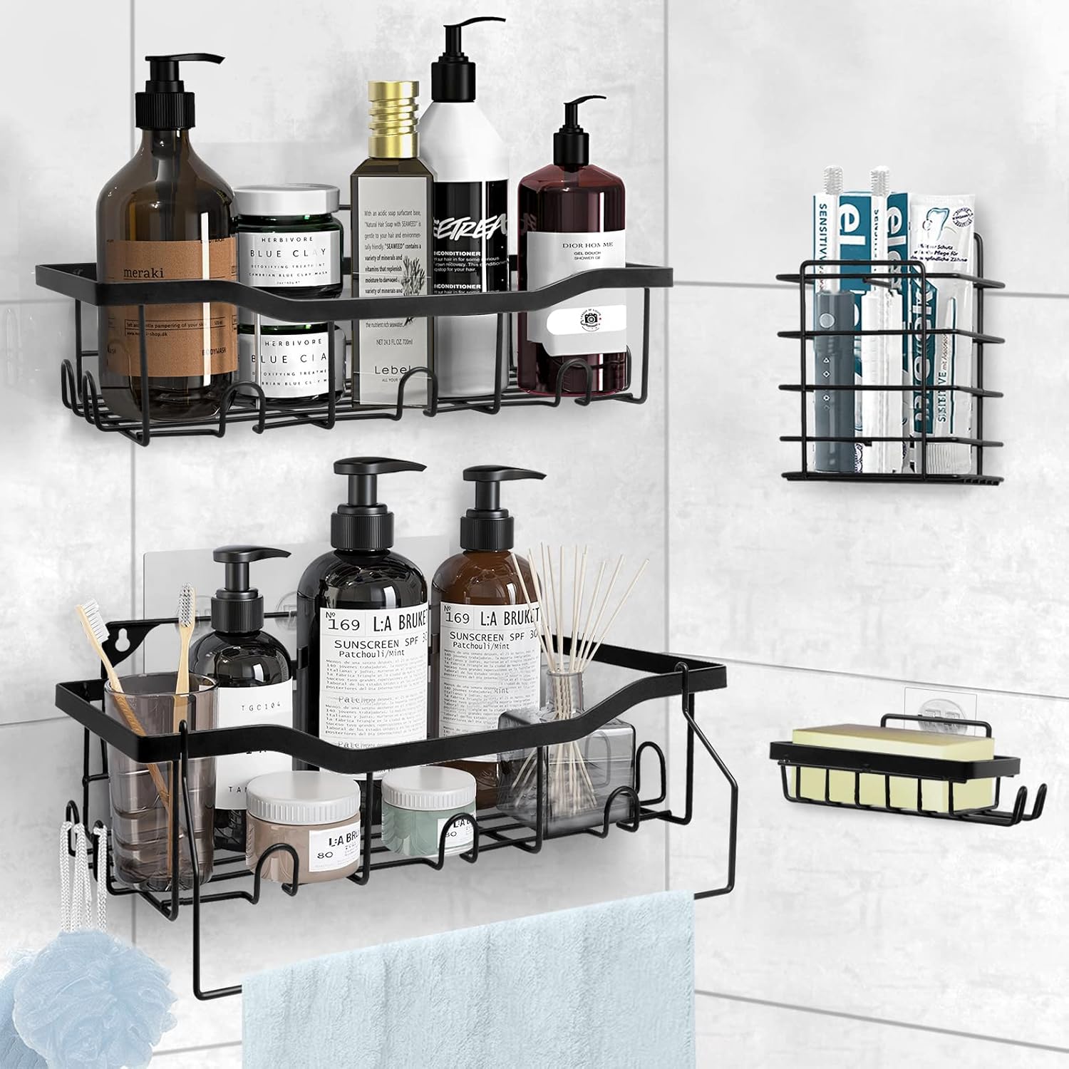 STxiny 4 Pack Shower Caddy Organizer, No Drilling 2 Pack