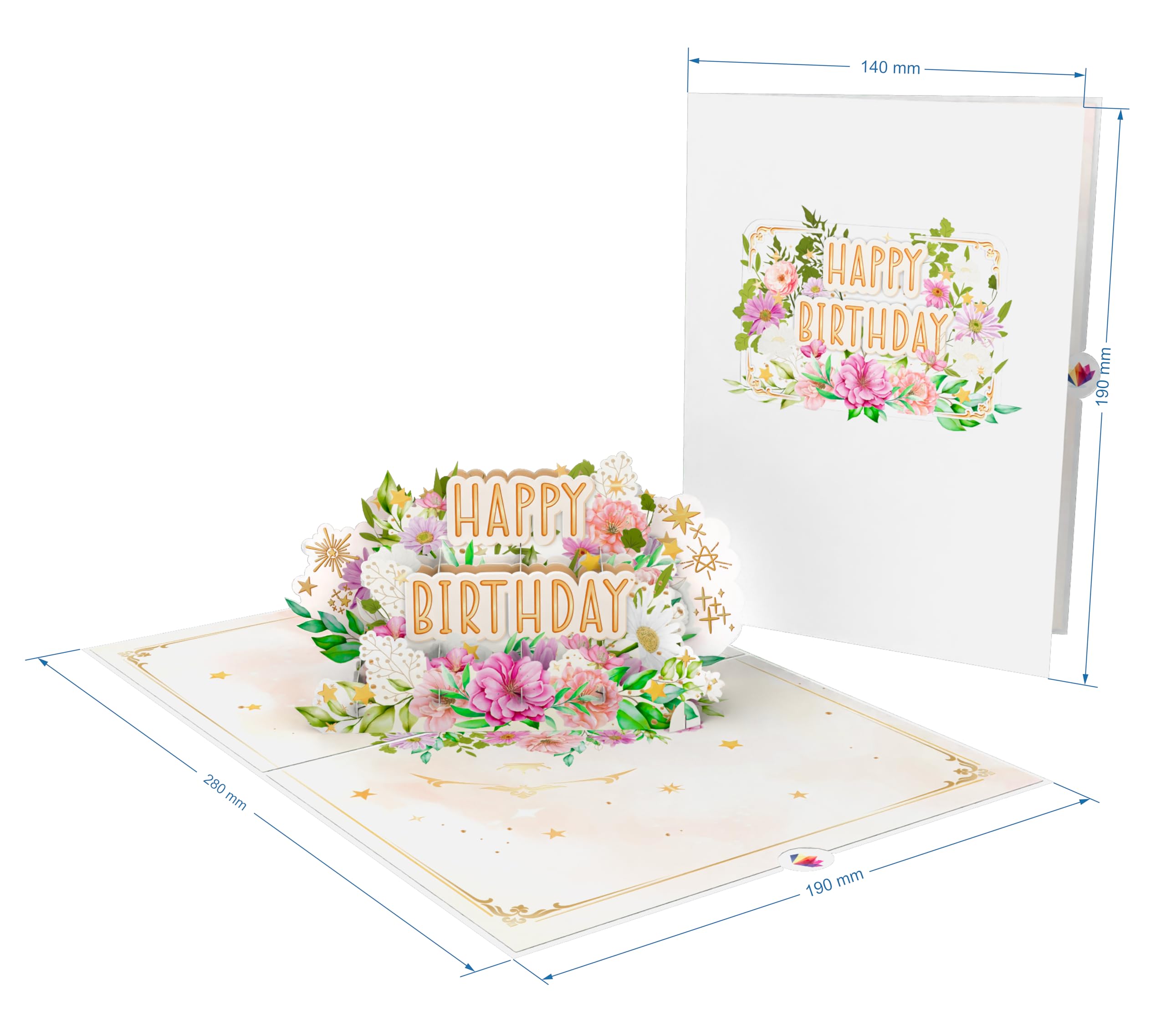 Biglietto Pop-up 3D Di Compleanno – Torta Con Candele – 13x15 Cm – Fatto A Mano Con Busta - 2