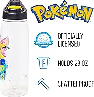 Vista 2 de Silver Buffalo Pokémon Skate Graffiti - Botella de agua electrizante Pikachu Tritan, tapa con rosca superior, 28 onzas