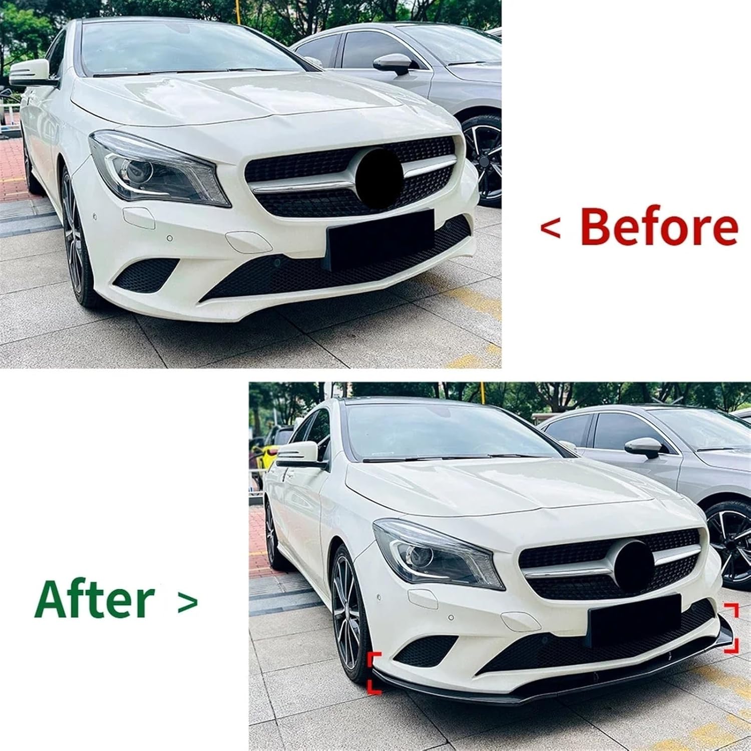 Car Front Lip Bumper, Front Bumper Splitter Glossy Black, Compatible for Benz CLA C117 CLA200 CLA220 CLA250 2013-2015(Gloss Black)