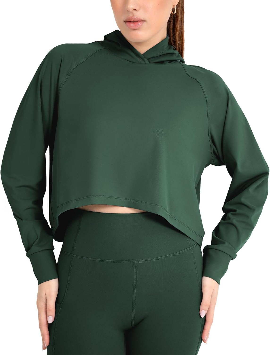 YITTY Active Women's UltraLuxe Cropped Hoodie – Soft Long Sleeve Sweatshirt, Lightweight (Activewear & Loungewear)