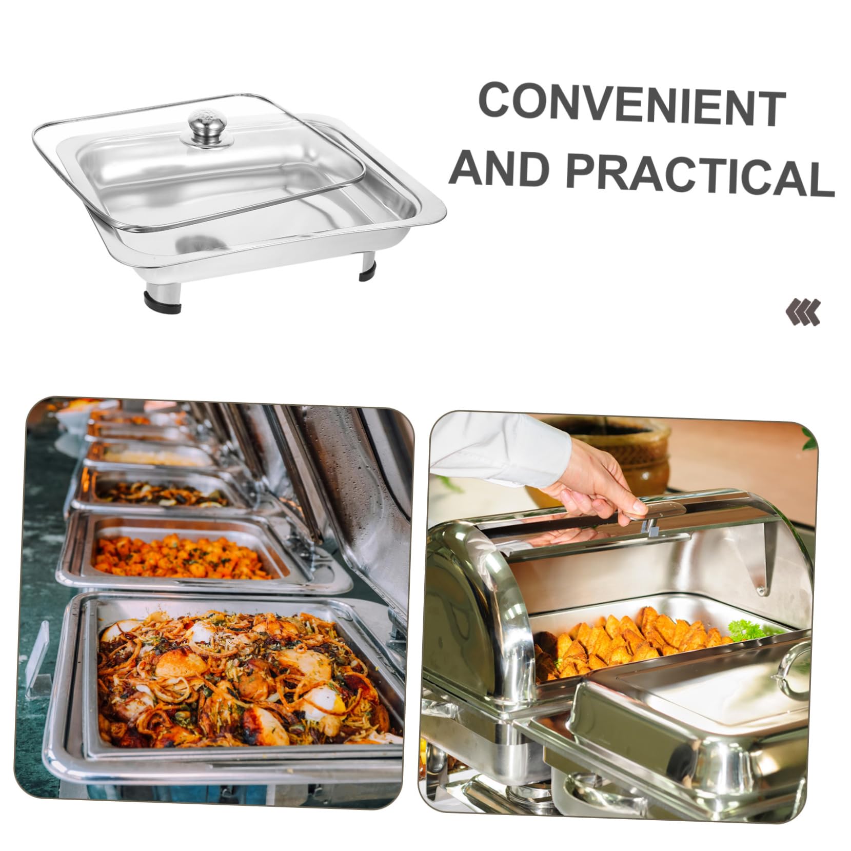 HEMOTON Scaldavivande Per Buffet Set Scaldavivande In Acciaio Inox Scaldavivande Per Buffet Scaldavivande Rettangolare Con Coperchio Per Forniture Per Catering Per Banchetti Di Ristoranti