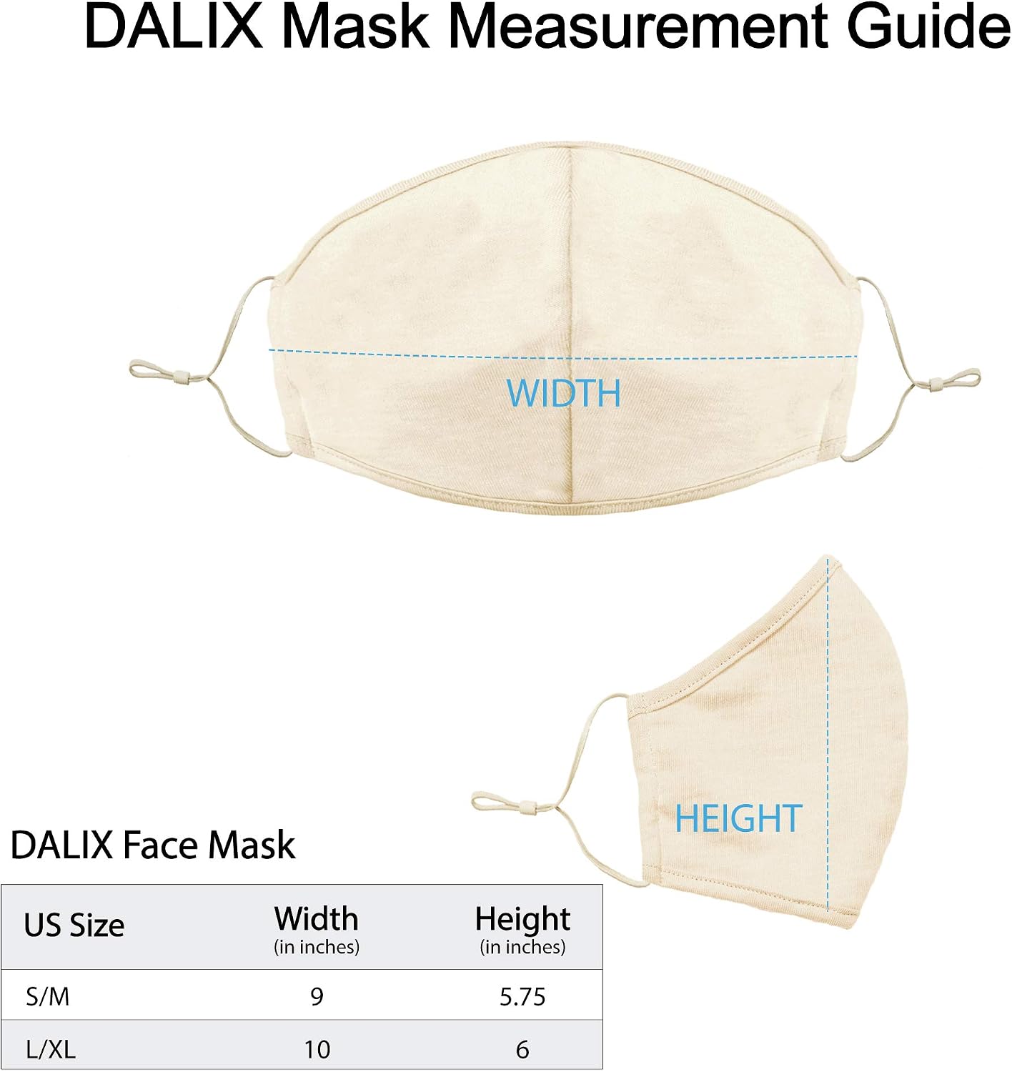 DALIX Skin Tone Cloth Face Mask 3 Layer Filter Pocket Nose Piece Bare - L-XL