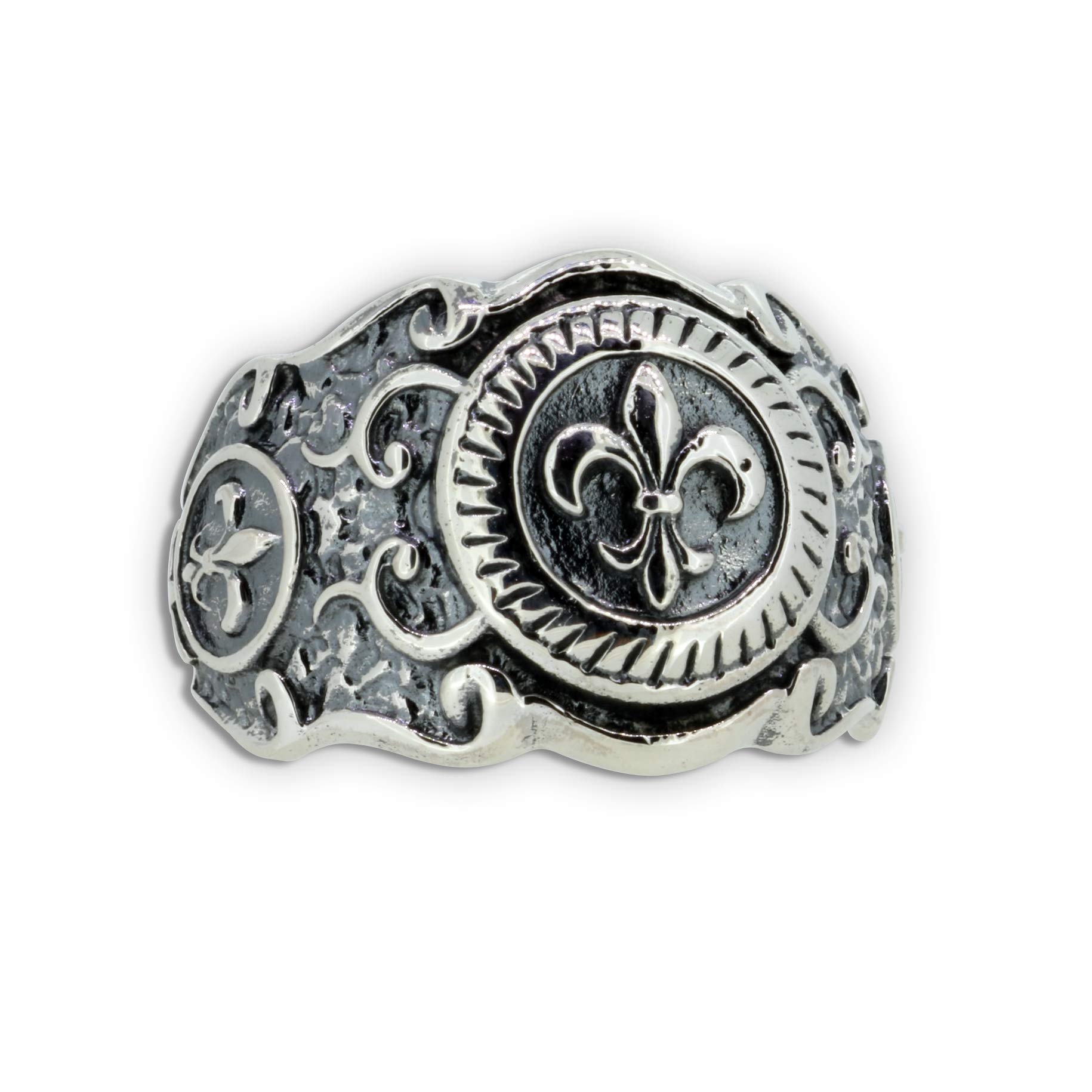 Bourbonische Lilie Herrenring Fleur de Lys französische Lilie Ring Silberring Bandring Men Ring