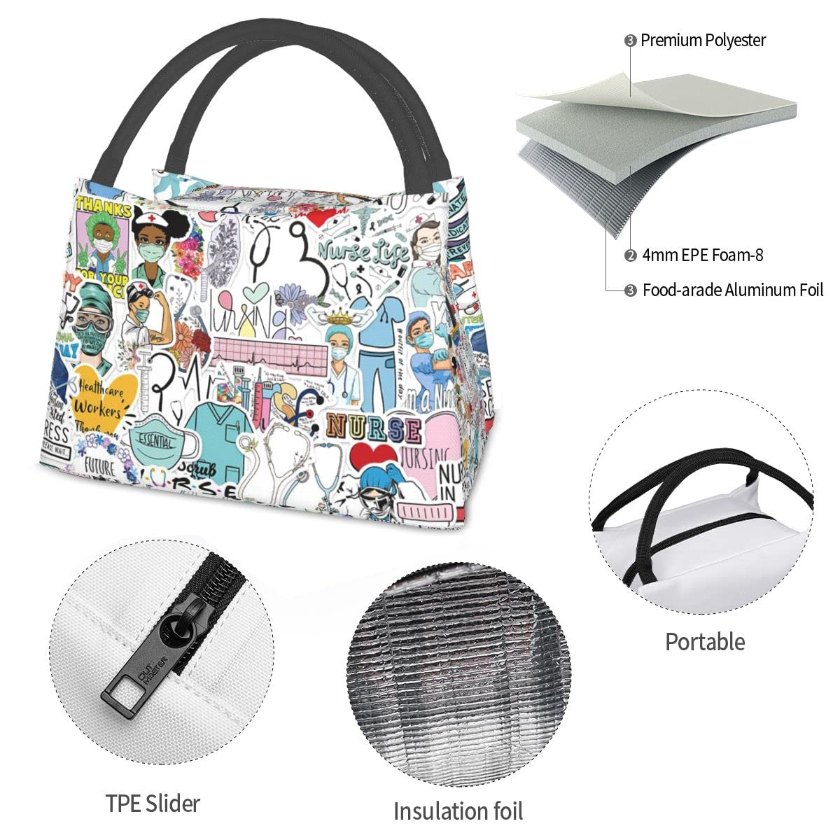 DOI-LANEE Borsa Portavino Per Dottori E Infermieri – Regalo Di Laurea In Cotone E Lino Con Coulisse, 34,9x14,9 Cm