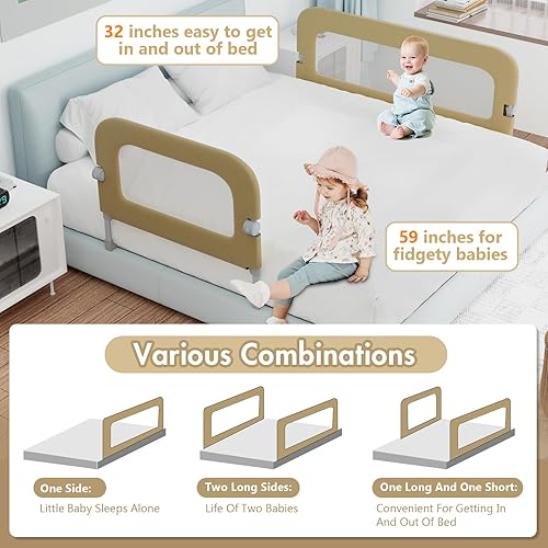 Miniatura 7 de omzer Riel de protección de cama para niños pequeños, rieles de cama de 32 pulgadas para Queen, matrimonial, King, individual, cuna, tamaño litera,