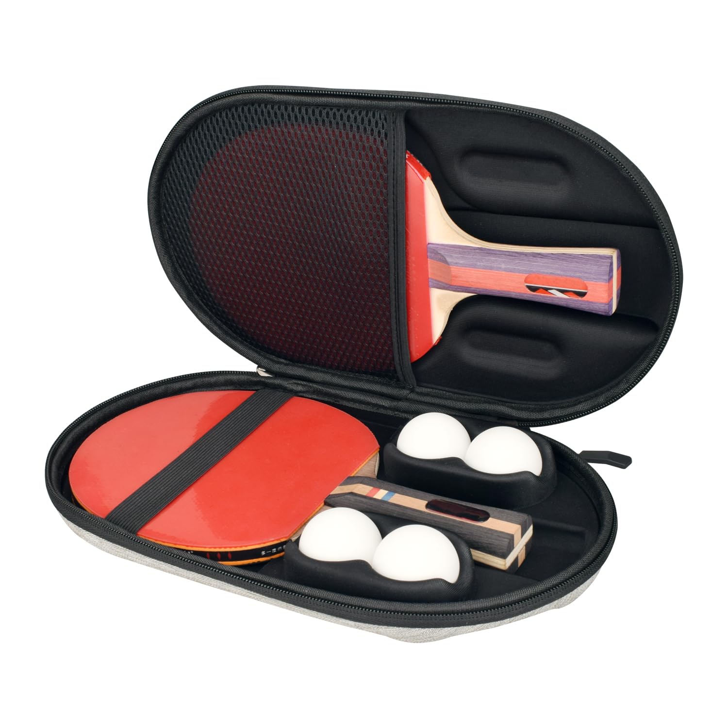 Rintifia Ellipses Ping Pong Paddle Case, Hard Shell Storage Bag for 2 Paddles & 4 Balls, Anti-Drop, Anti-Scratch (Gray)