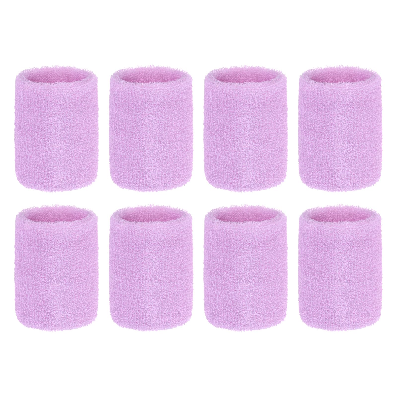 PATIKIL Wrist Sweatbands, 8Pack Sports Wristbands Sweatbands Wrist for Tennis Badminton Basketball Football Light Purple