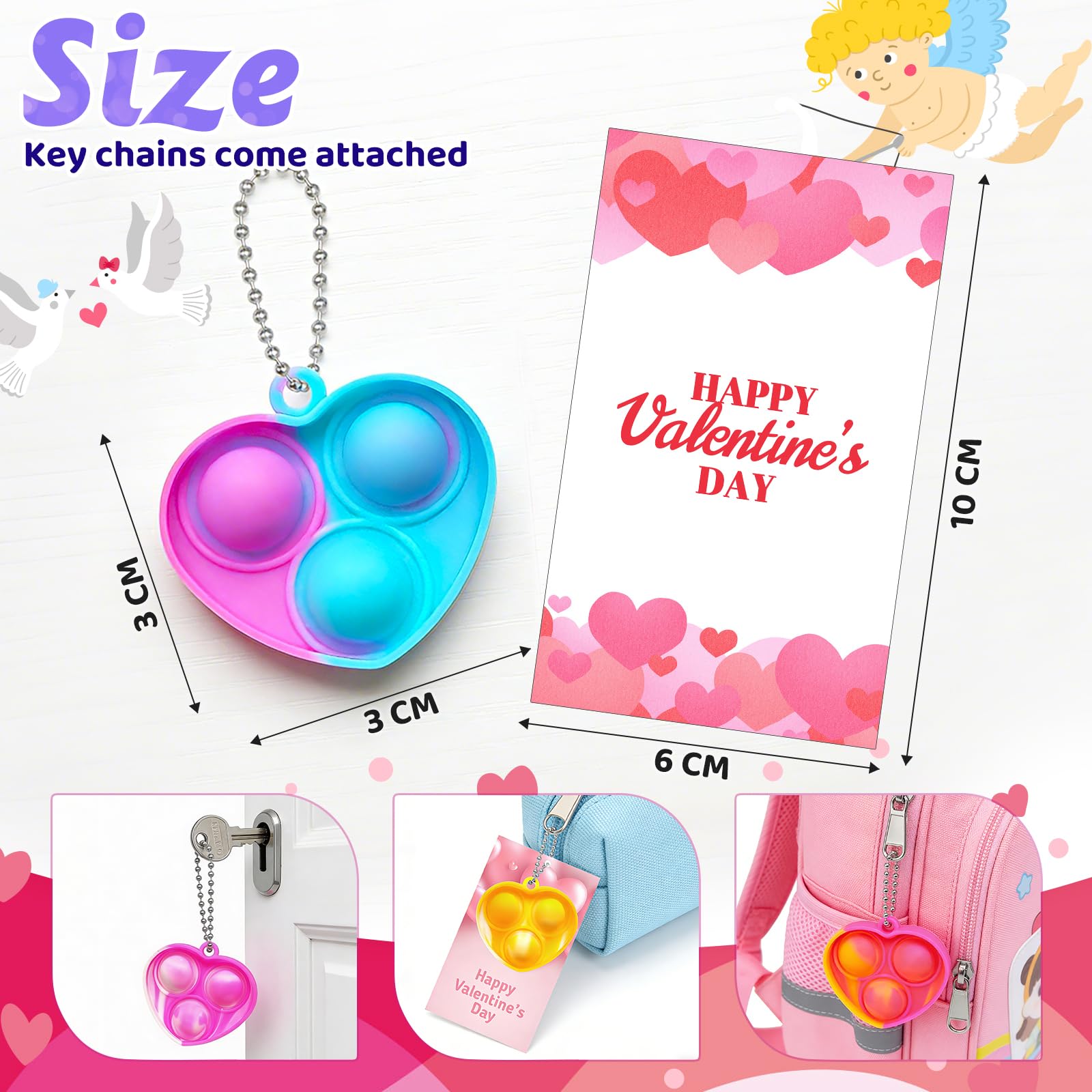 KIDRENFUN Valentines Gifts Wedding Party Bag Fillers, Valentines Day Decoration Keyrings Party Bag Fillers - Image 2