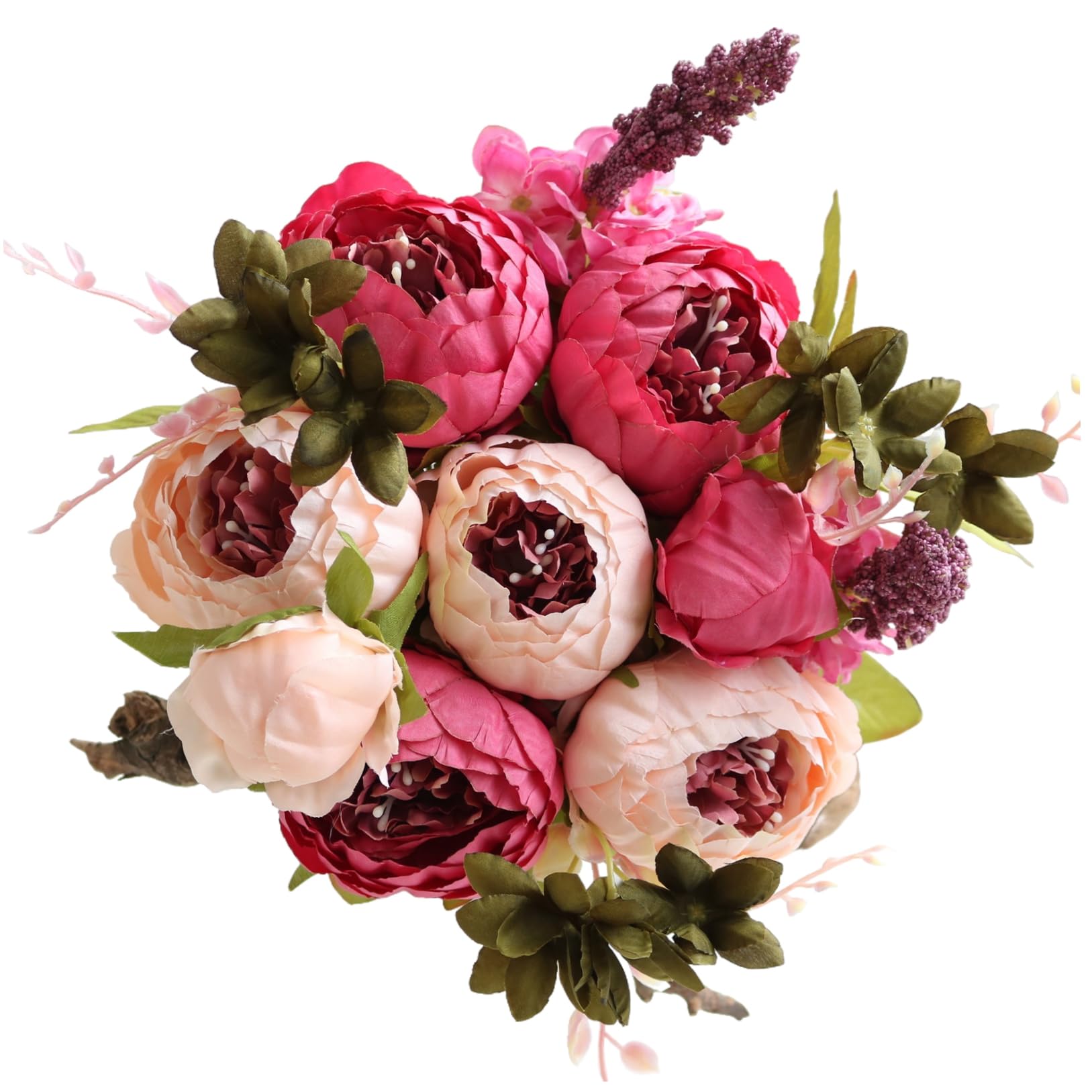 Hbbgdiy Vintage Artificial Peony Bouquet, Silk Peonies for Wedding Centerpiece, Faux Flowers Arrangement for Home, Party and Table Decoration