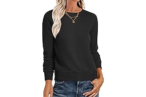 Women's Black Long Sleeve Classic Crewneck Sweater - Fall 2024 Essential