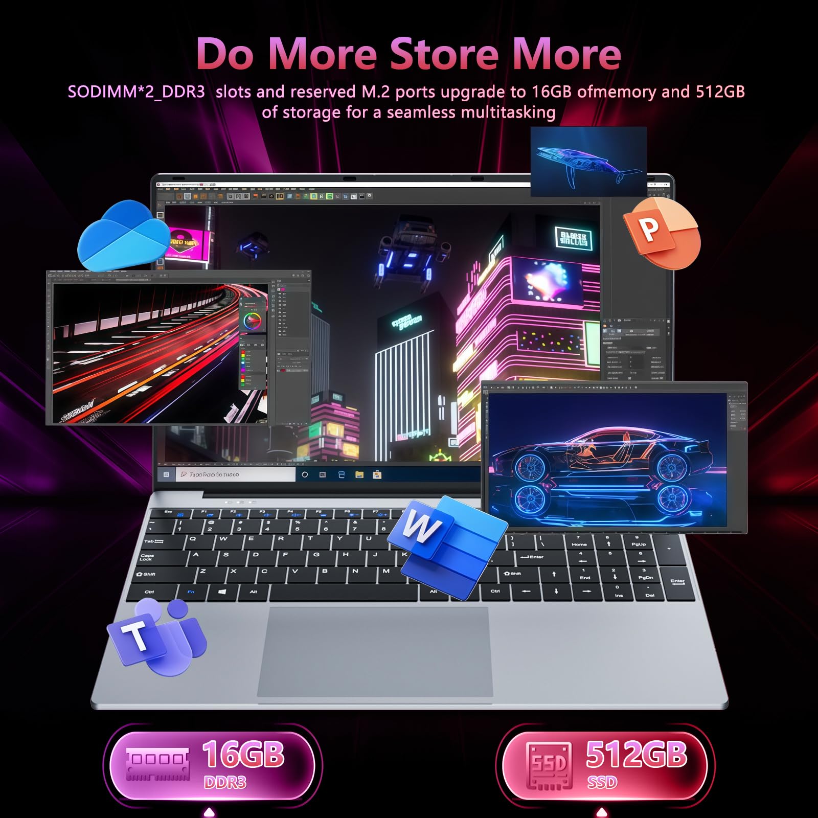 AUKABREX Laptop Business Potente Core i5 15,6" FHD IPS, 16GB RAM 512GB SSD, Win11 Pro con Office, Tastiera Retroilluminata & Tastierino Numerico, Ultra-sottile per Lavoro/Studio/Intrattenimento