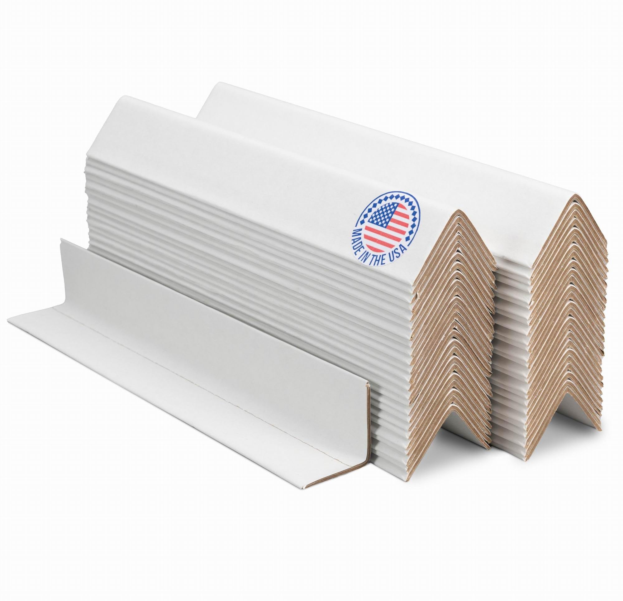 Cardboard Edge Protector 2" x 2" x 12", Pack of 50 – White Kraft Cardboard Corner Protectors for Shipping – V-Board Reinforced Pallet Edge Protector – Eliminates Shifting of Packaging